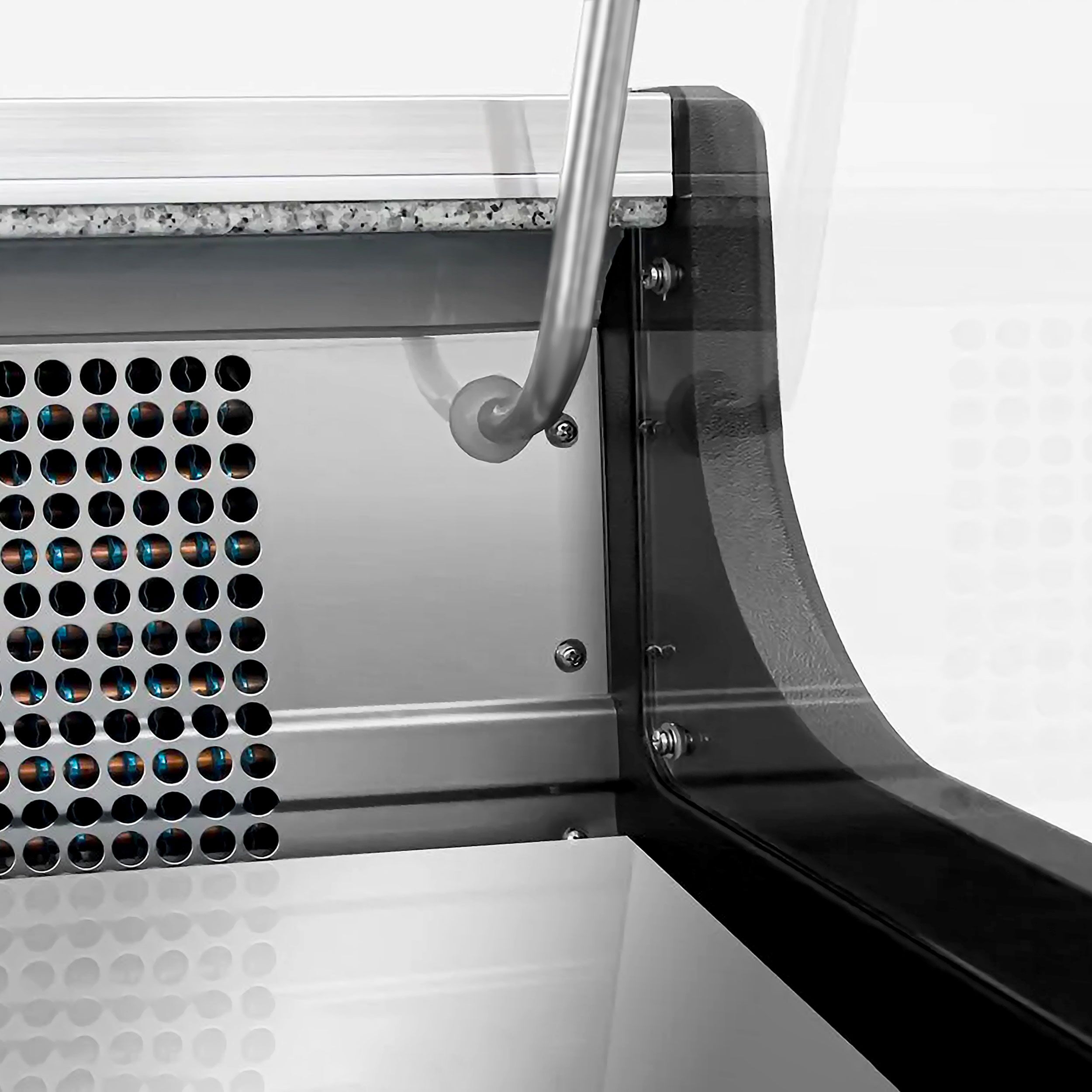 Serve Over Counter - 2480x975mm - black front - glass sliding windows - granite worktop - capacity 200 litres