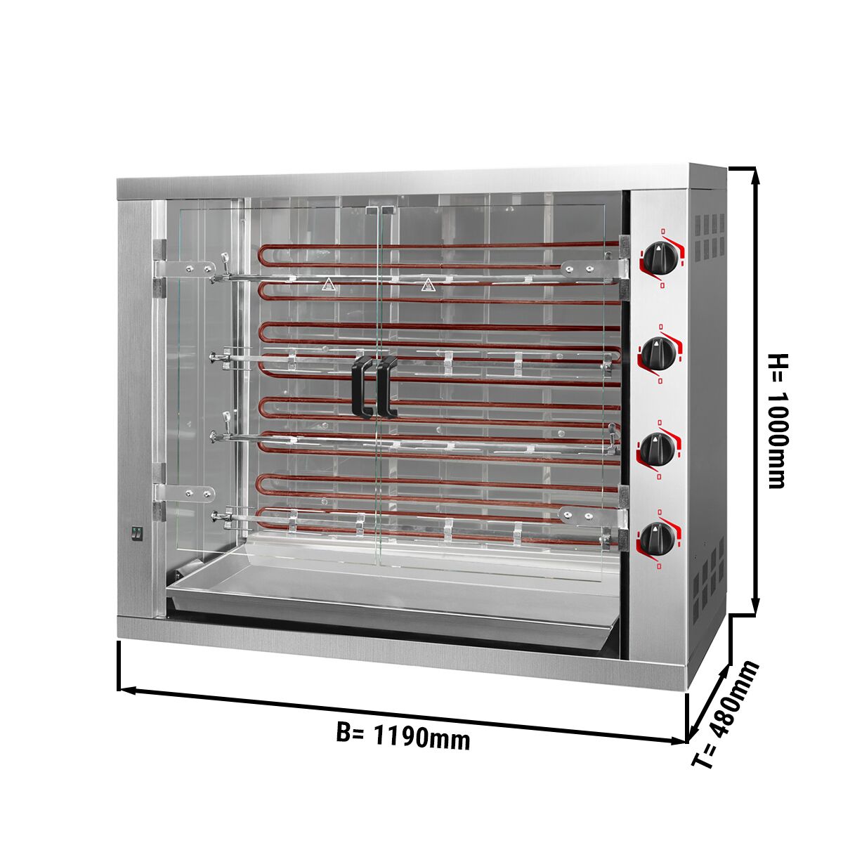 El - Kycklinggrill - 4 spett - för upp till 24 kycklingar - 19,2 kW