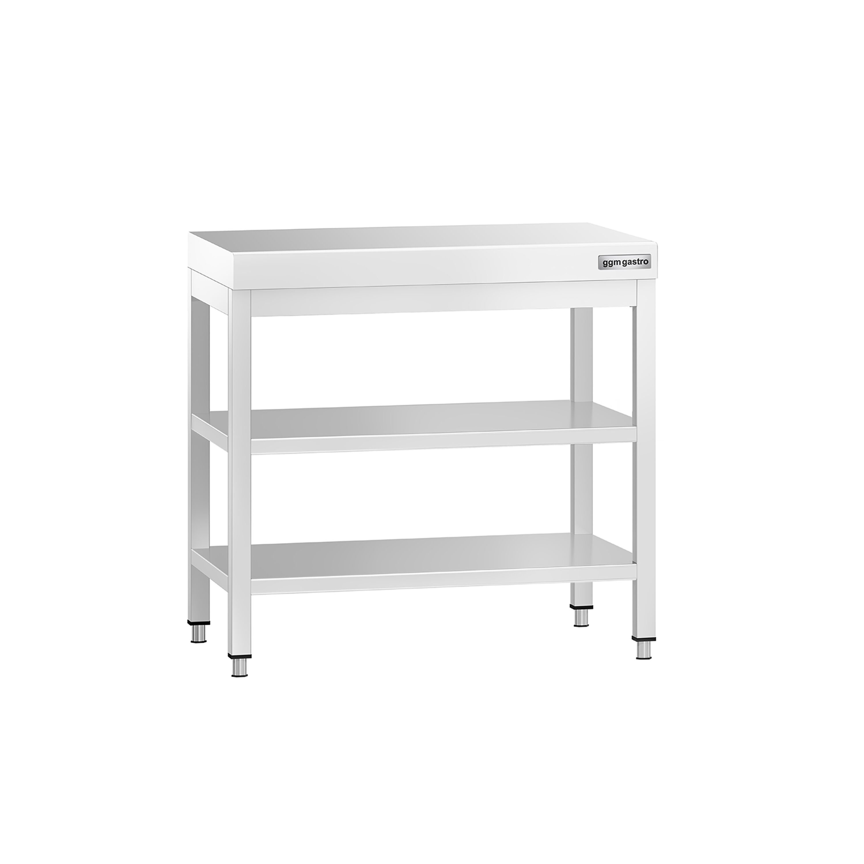 Table de travail inox PREMIUM - 700 x 600 mm - avec tablette inférieure & Tablette intermédiaire