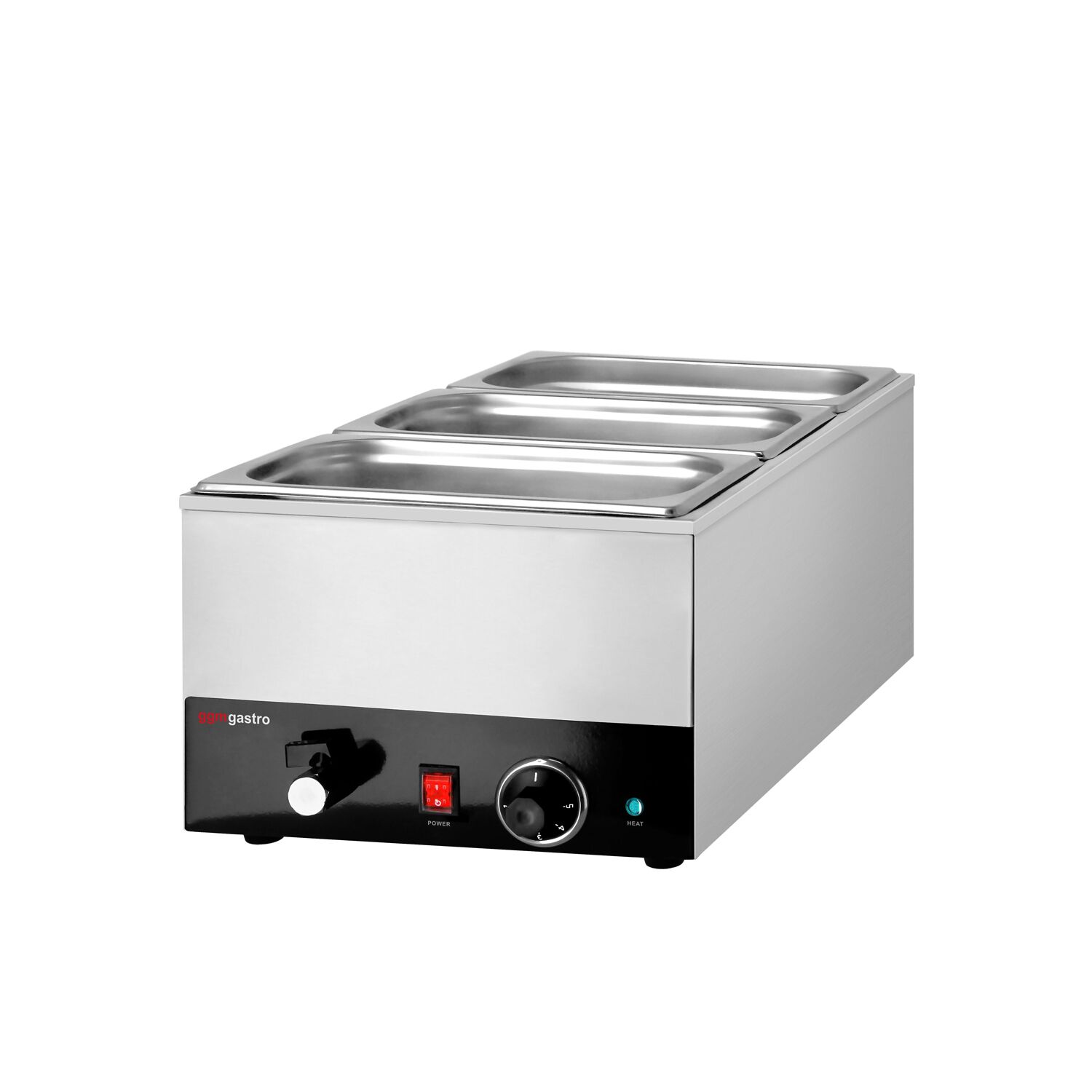 Bain-marie électrique – 1,2 kW – GN 1/1 avec hauteur de 150 mm – avec robinet de vidange