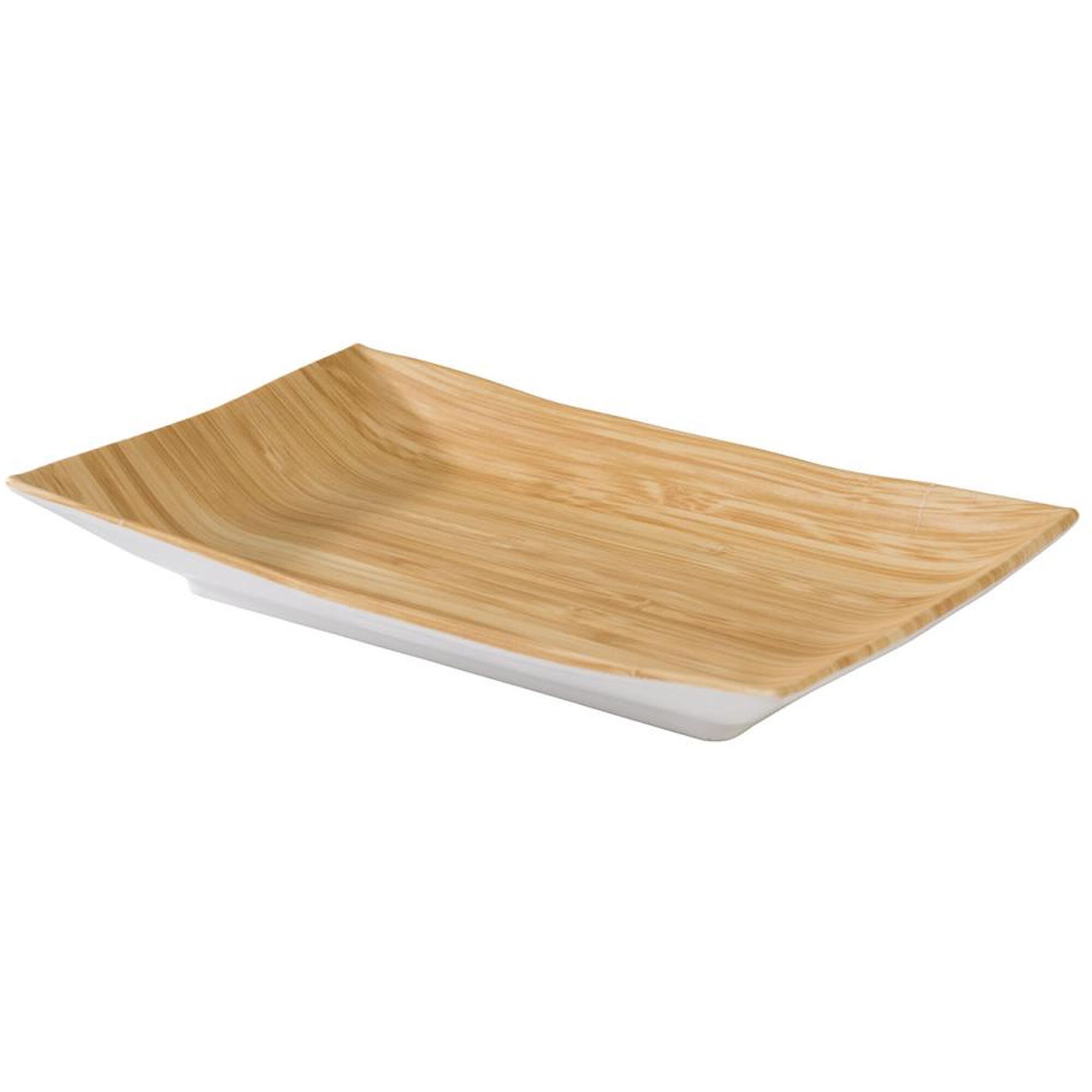 (6 pcs) Plateau de présentation - BAMBOO - Mélamine - 210x130mm - Hauteur:30mm - Beige/Blanc