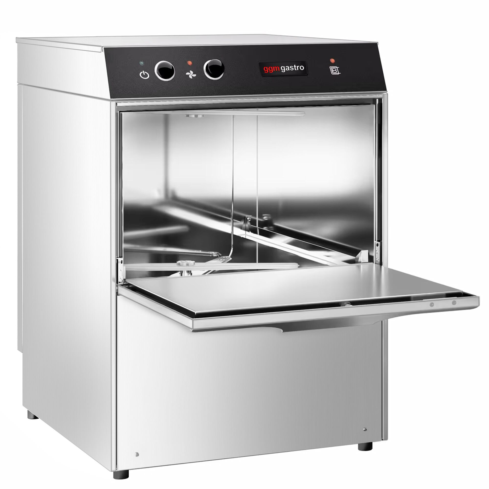 Lave-verres professionnel mini-à double paroi - Mécanique - 2,77kW - avec évacuation par gravité, pompe de liquide de rinçage