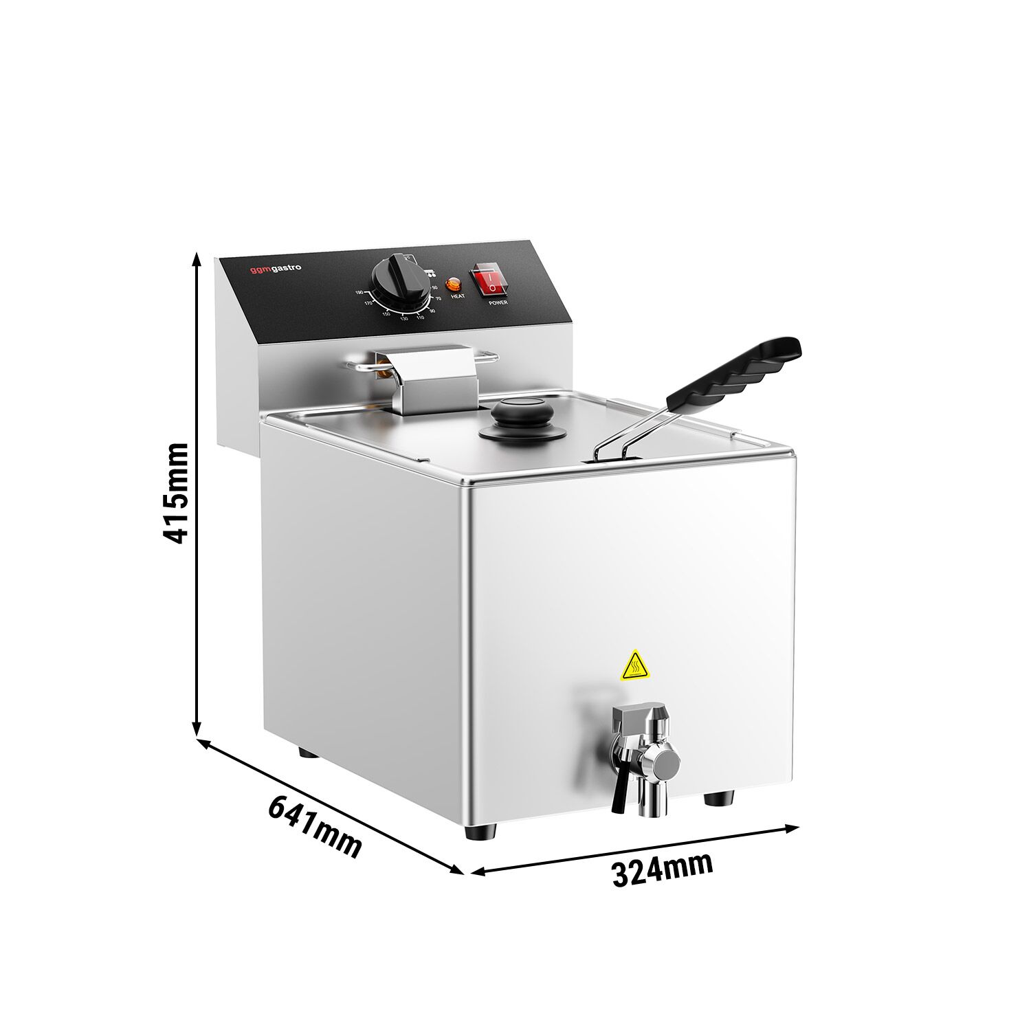 Friteuse électrique – 12 litres – 3,25 kW – avec robinet de vidange