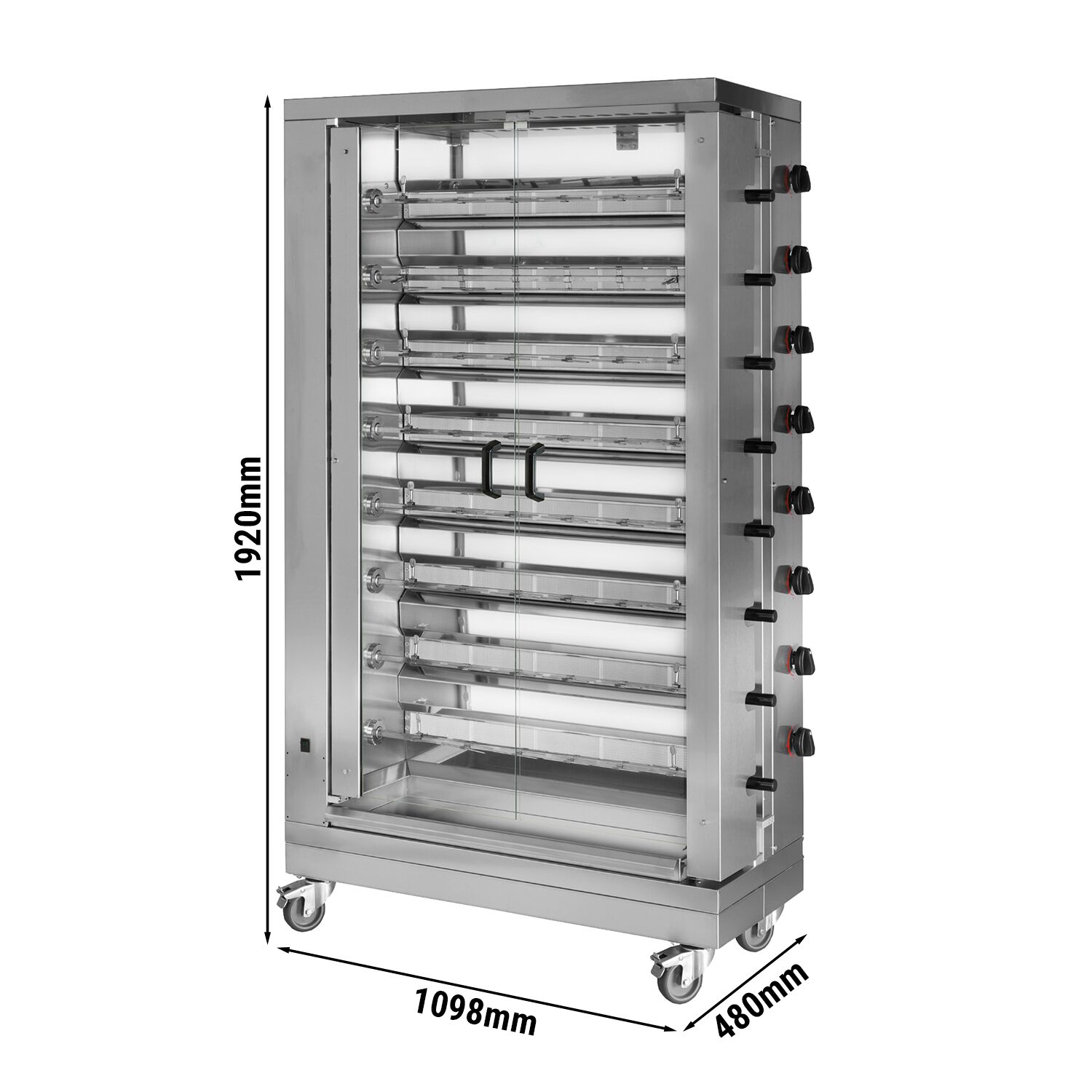 Gaz Rôtissoire à poulets Verticale - 8 broches pour jusqu’à 48 poulets - 47,2kW