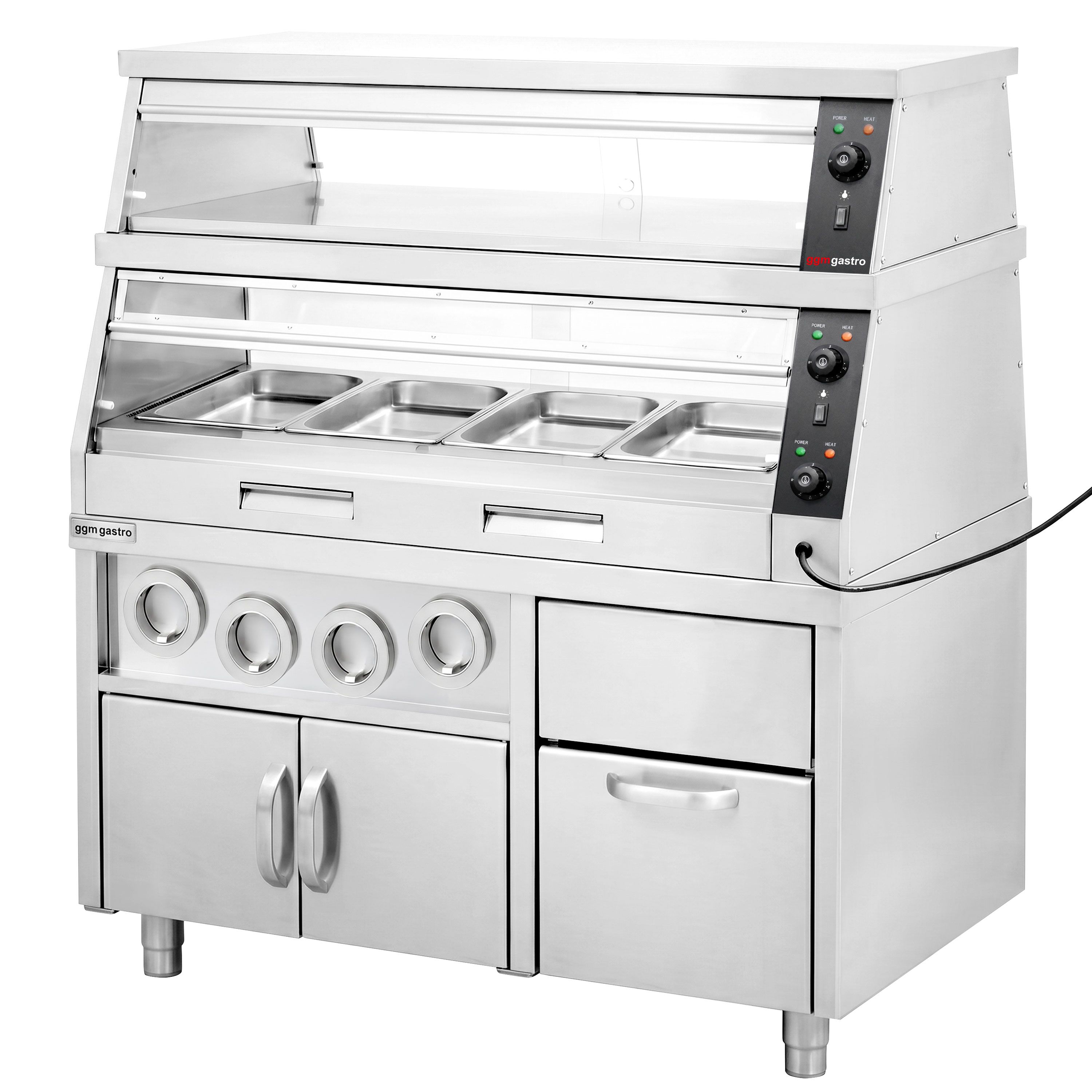 Commercial Heated Display Cabinet – 1500 mm – for 4 × GN 1/1 – Individually Adjustable – 3.5 kW