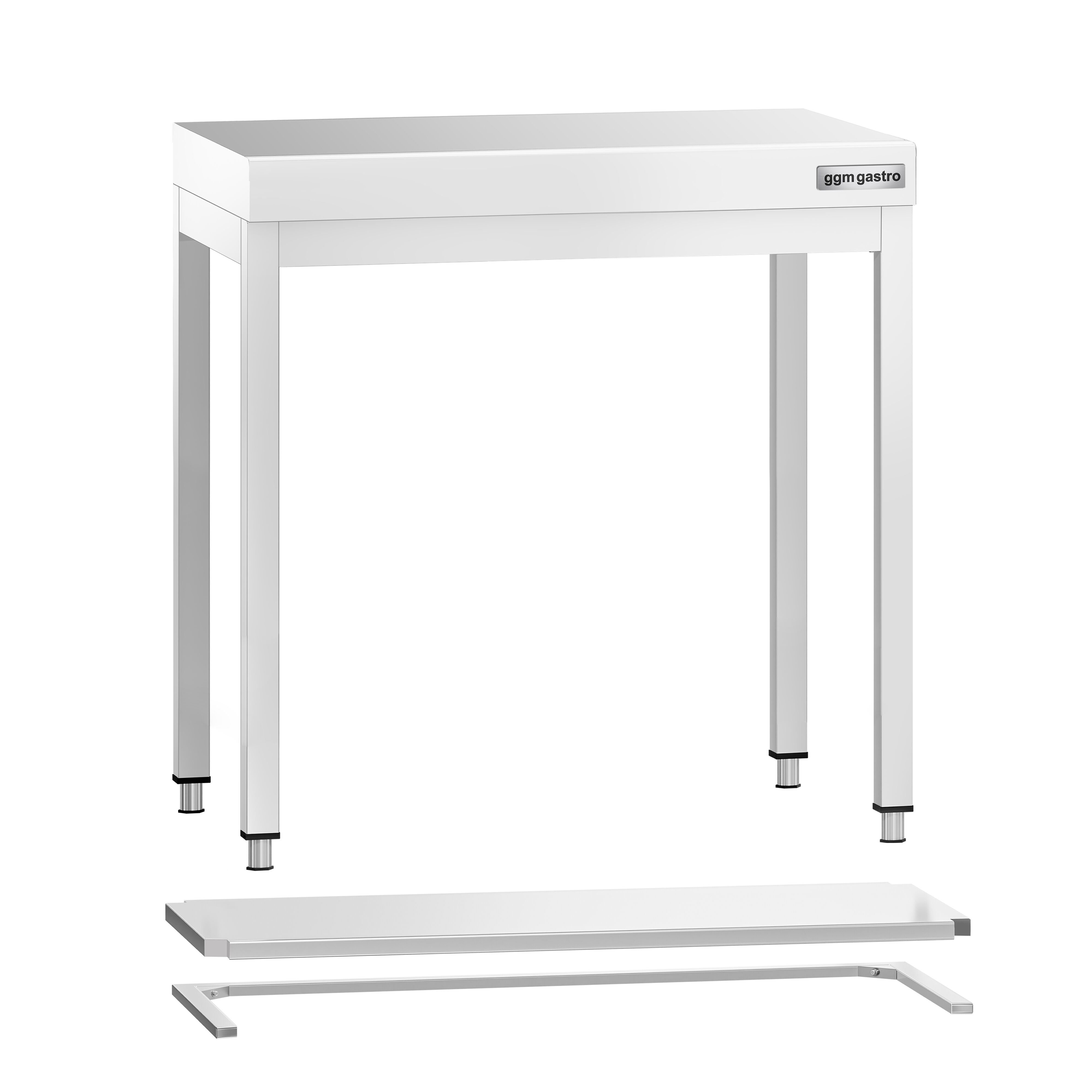 Table de travail inox PREMIUM - 600 x 700 mm - avec tablette inférieure & Renforts