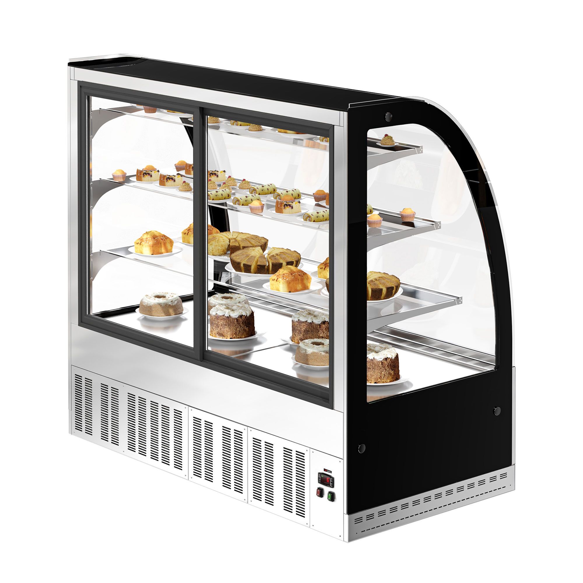 Vitrine de comptoir réfrigérée - 524L - 1500mm - Double vitrage - avec 3 étagères en verre - portes coulissantes vitrées arrière