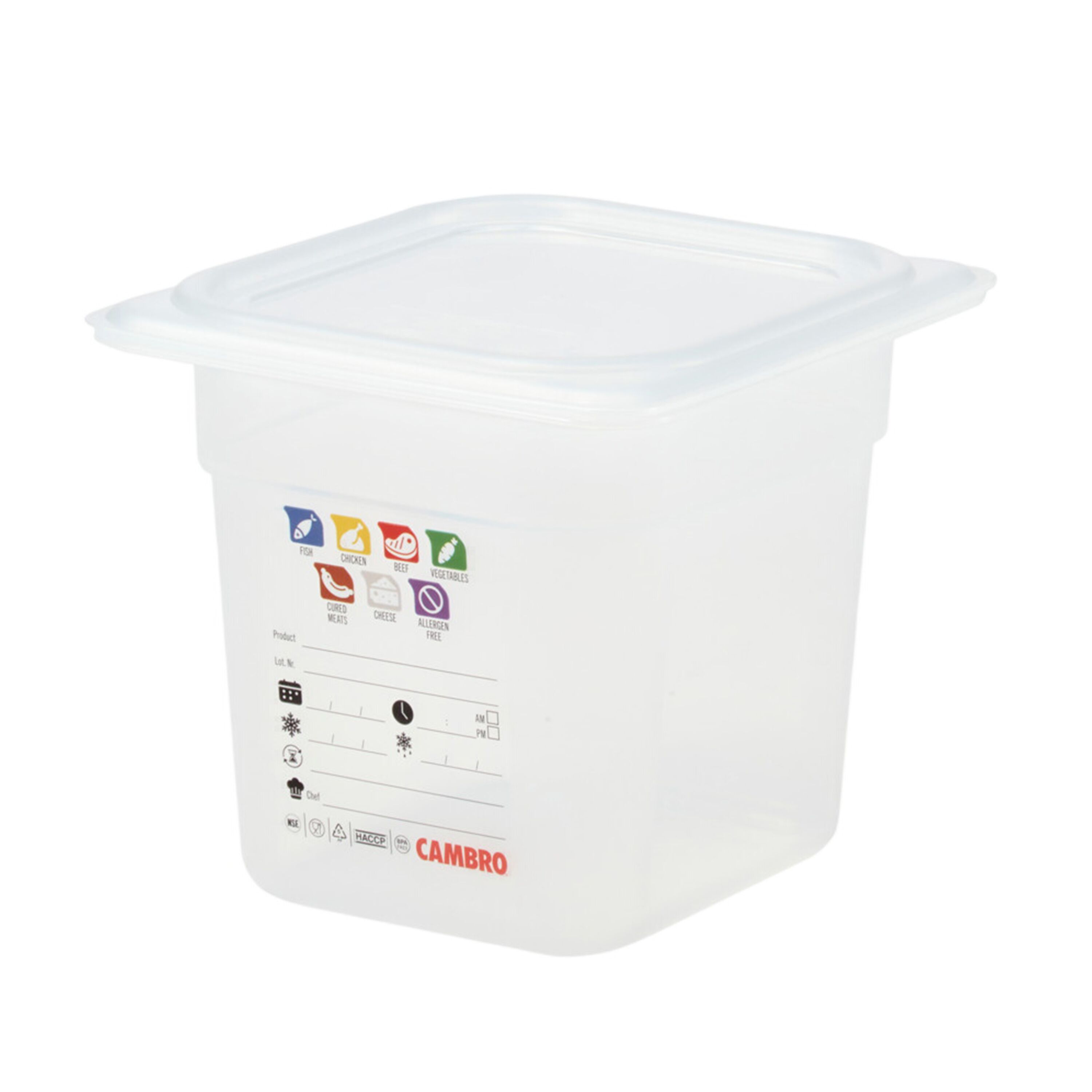 (6 pièces) CAMBRO | SafeTrak - Récipients en polypropylène GN 1/6 - laiteux - Hauteur : 150mm