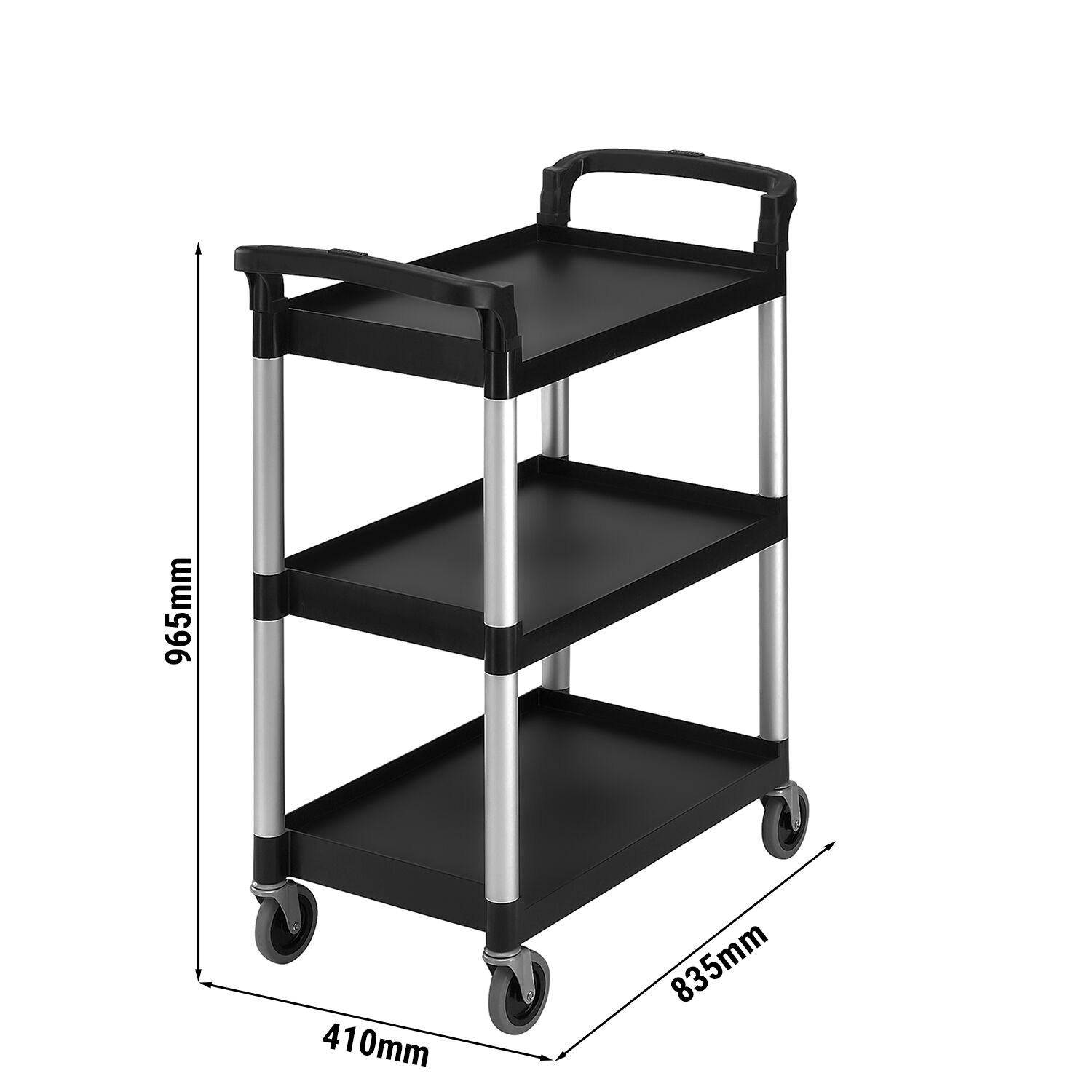 CAMBRO | Chariot de Service en Polypropylène - 835x410mm - avec 3 Étages - Noir