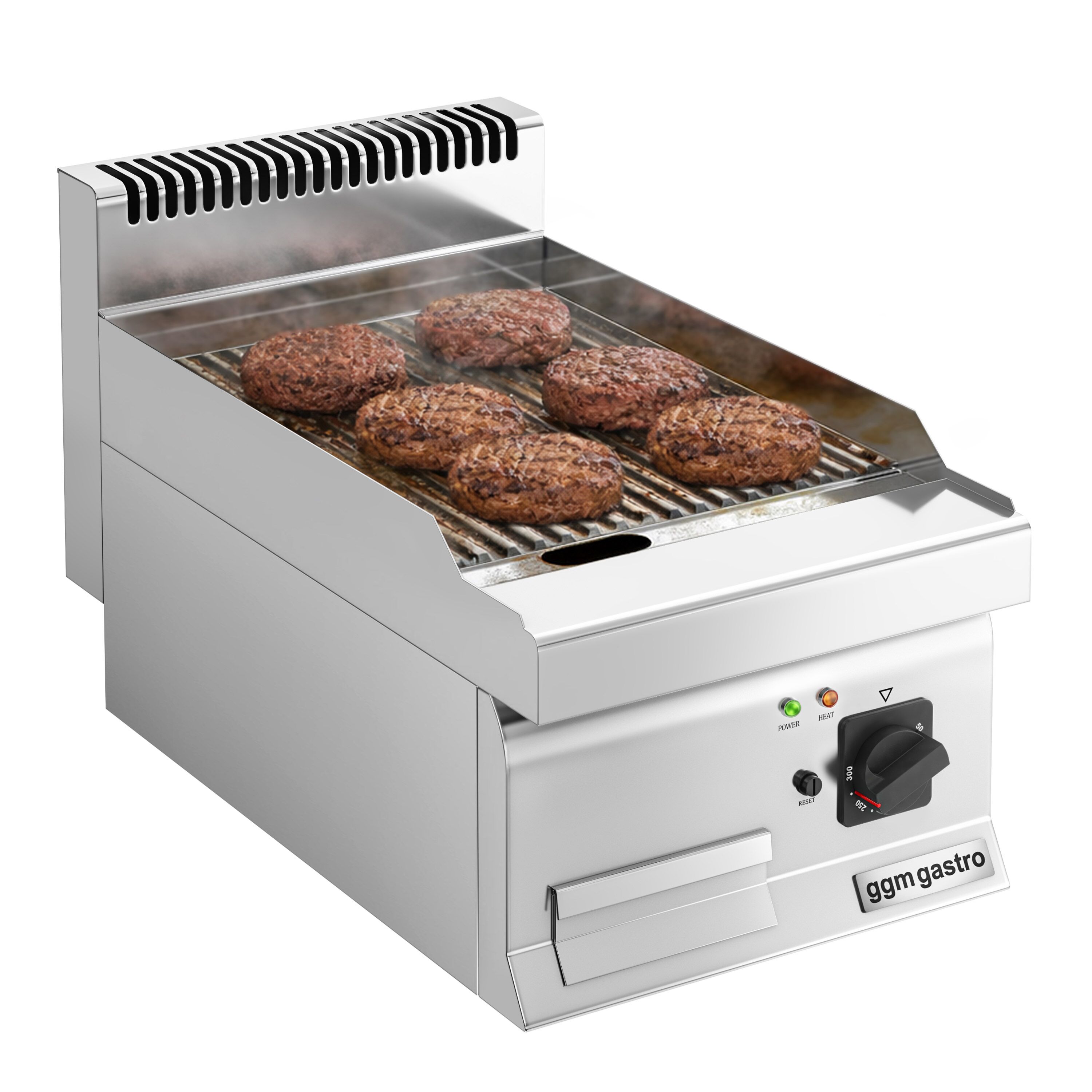 Plancha électrique - plaque acier - 3,6 kW - Rainurée - Surface de cuisson : 395x535mm