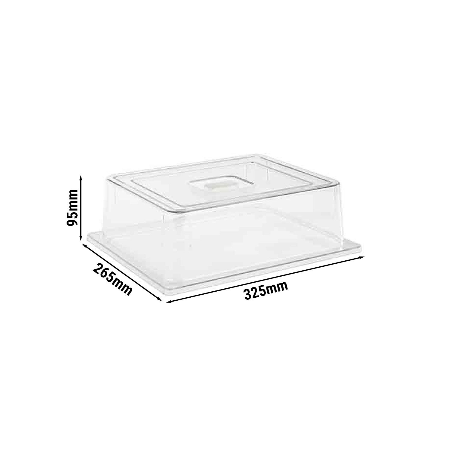 (6 pcs) Couvercle de présentation - Empilable - GN 1/2 - Polycarbonate - 325x265mm - Hauteur:95mm