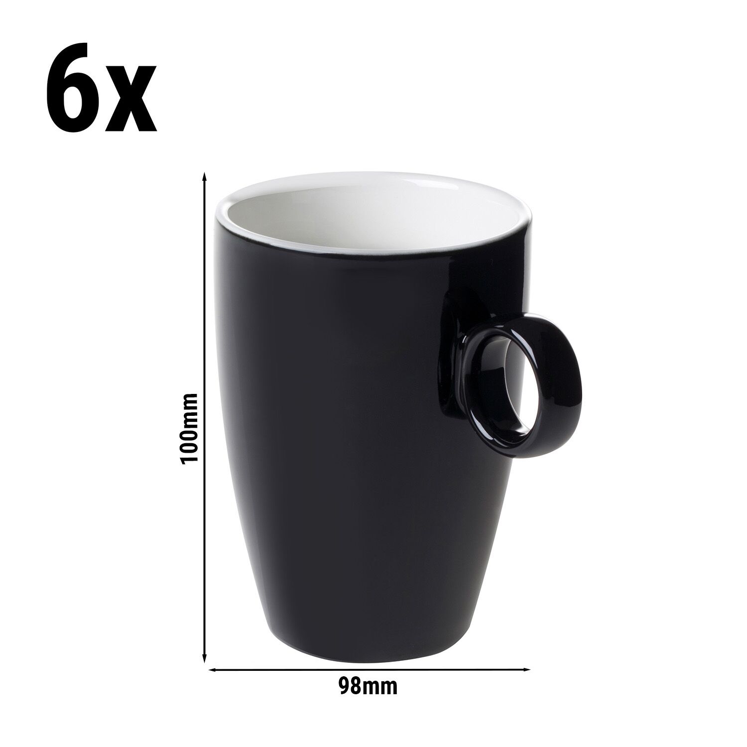 (6 Stück) BART COLOUR CAFE - Kaffeetasse - 230ml - Schwarz