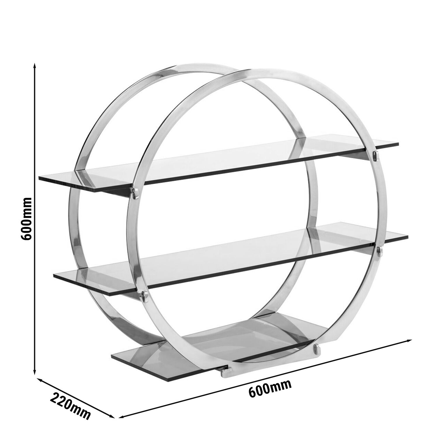 Présentoir buffet / étagère - Ø 600 mm - chromé