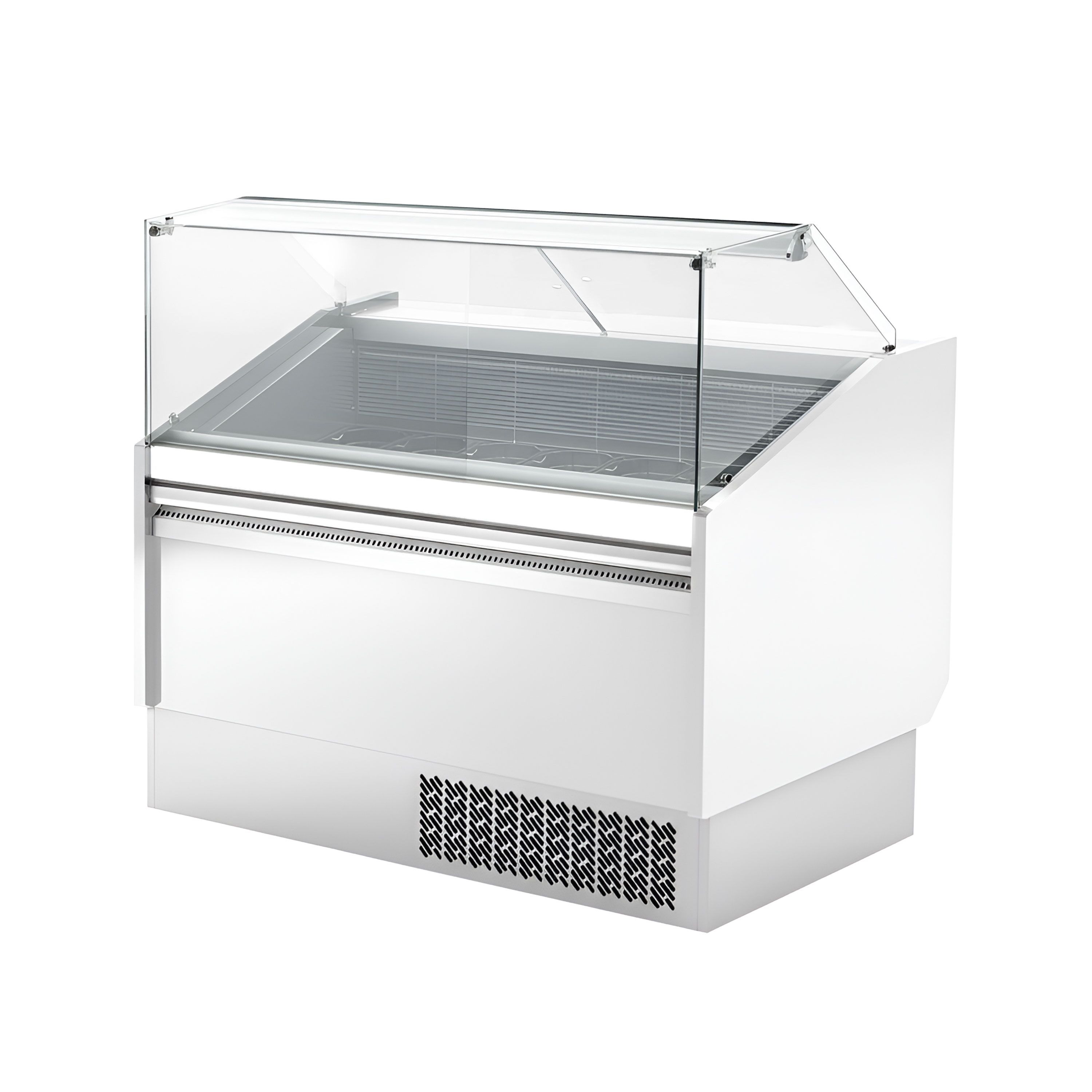 Vitrine à glace LEVI – 1620 mm – refroidissement statique – pour 9+9 bacs à glace de 5 litres – Blanc