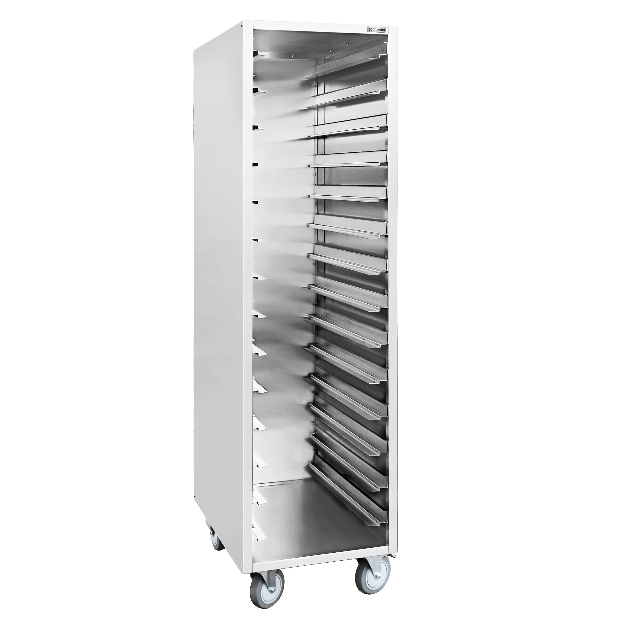 Chariot à plateaux en inox – pour 14 × GN 1/1 ou 14 × EN 600 × 400