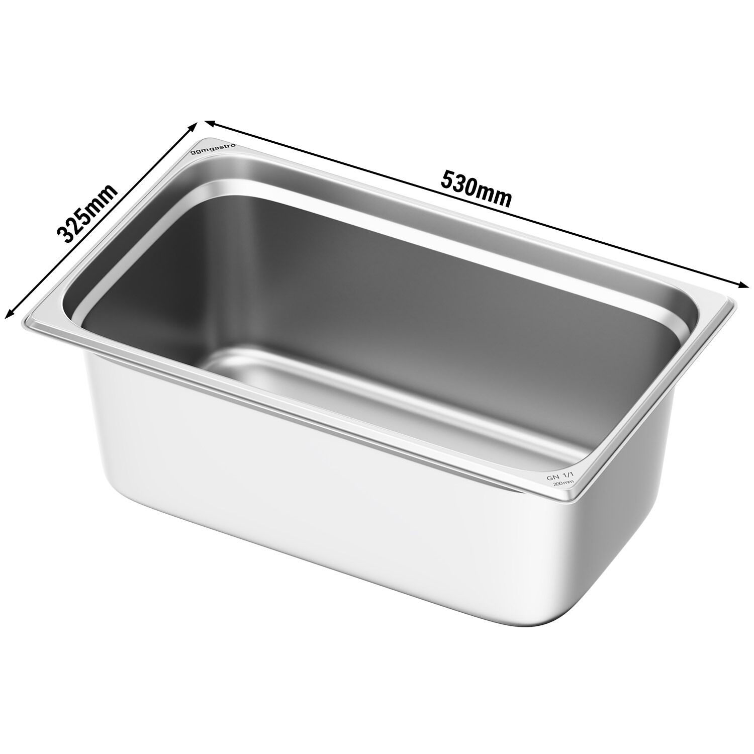 (6 pièces) Bac GN 1/1 en inox - Hauteur : 200 mm