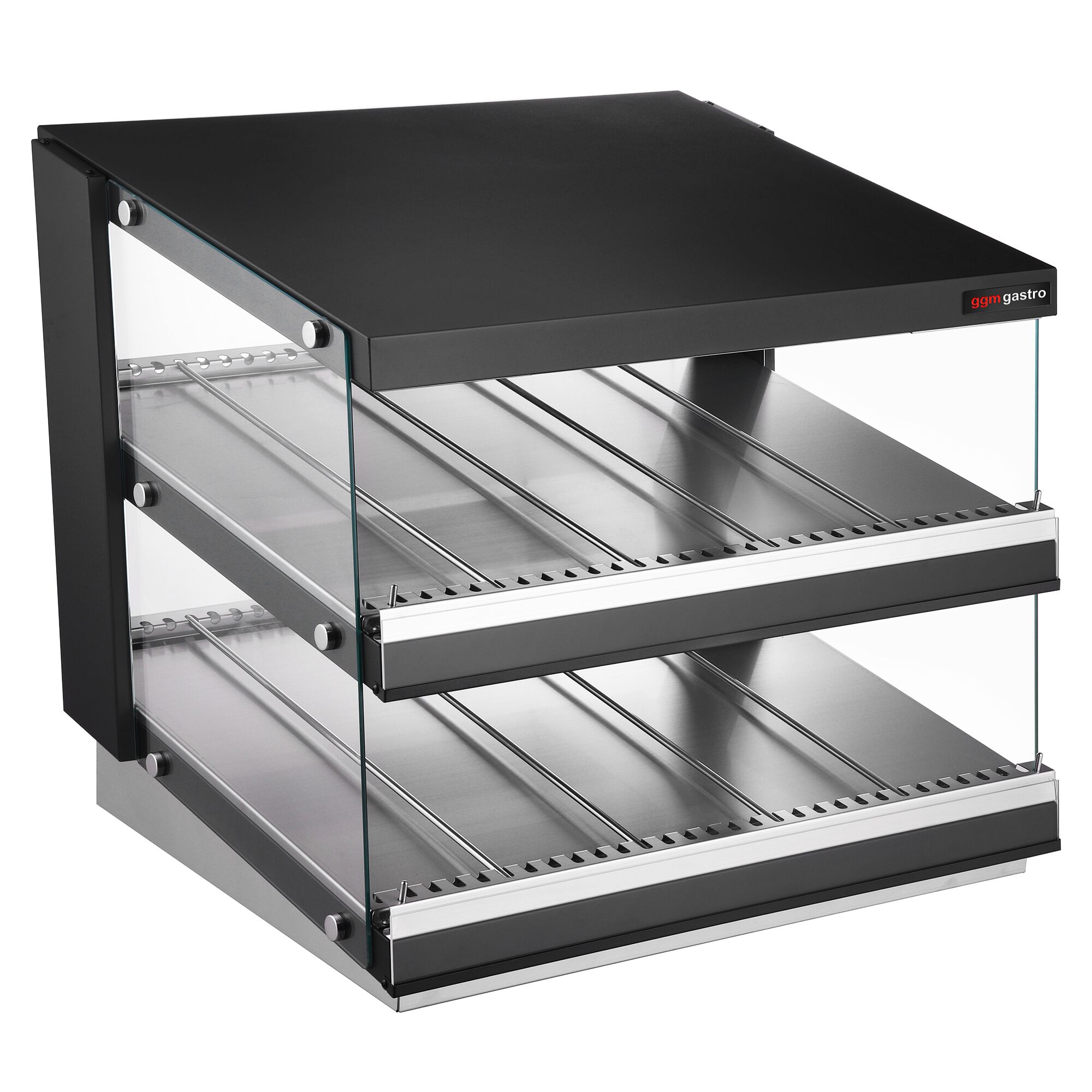 Vitrine chaude - 800mm - 1,16kW - avec 2 étagères - Noir