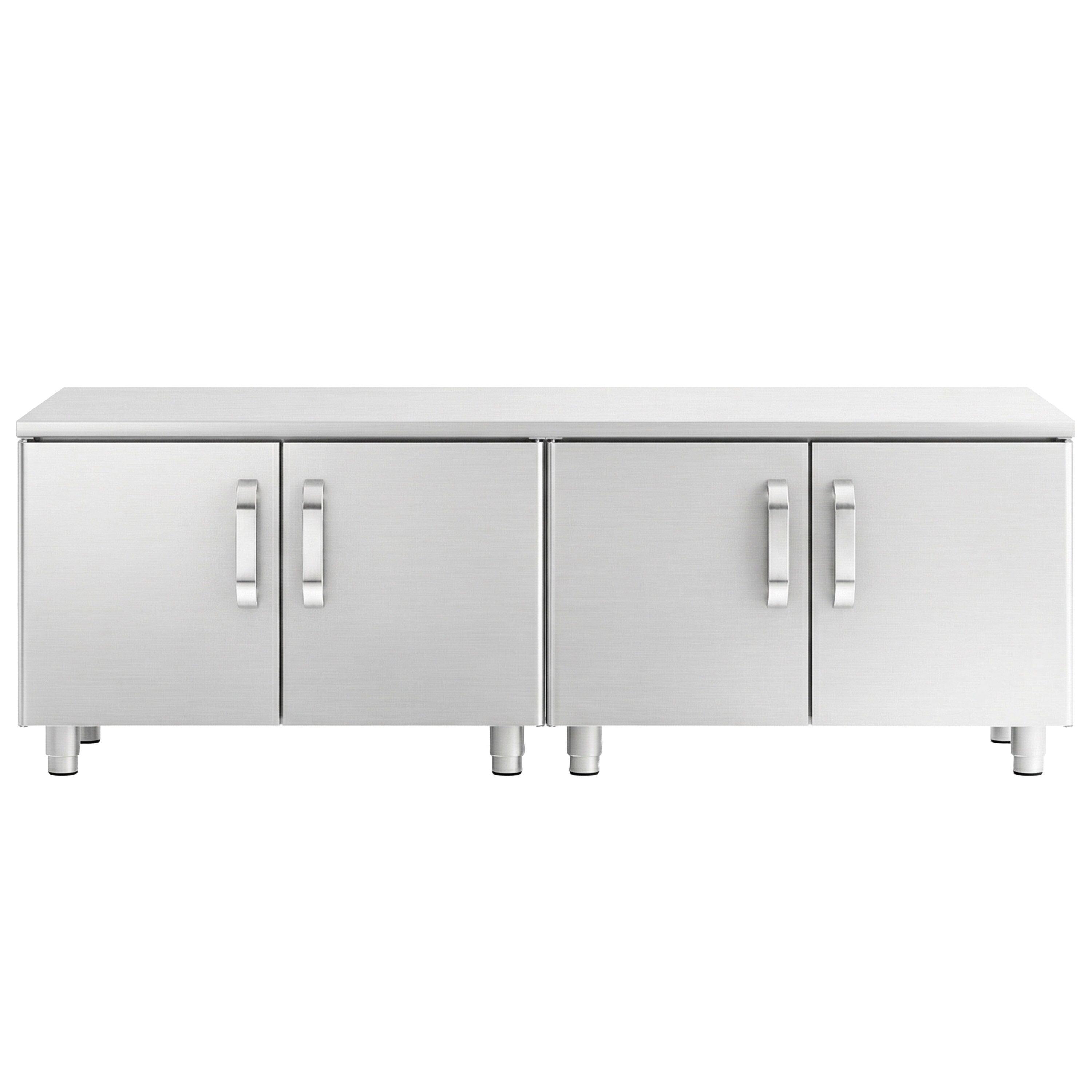 Soubassement neutre fermé en acier inoxydable - 1600mm - 4 portes