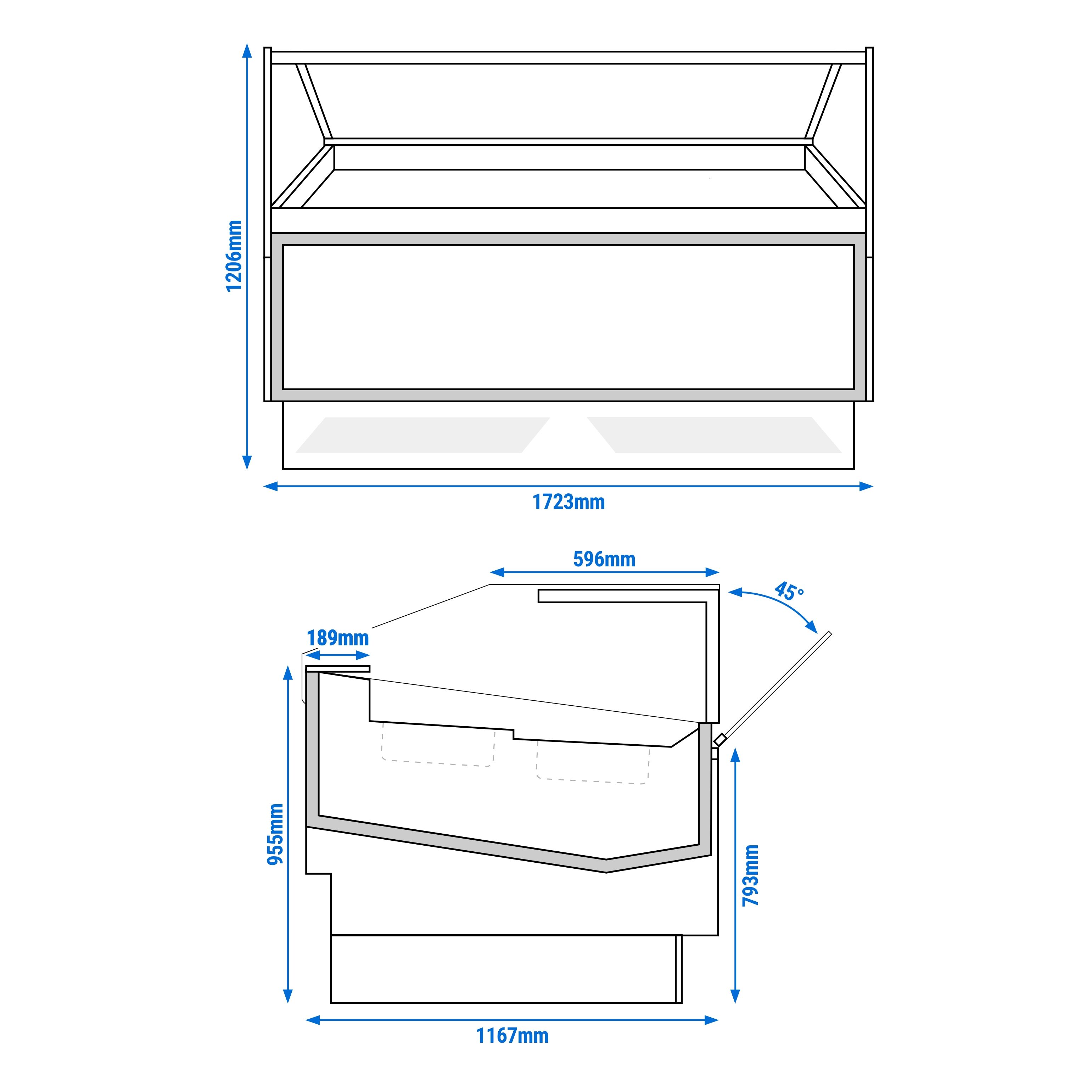 Vitrine à glace ADAM – 1700 mm – refroidissement ventilé – pour 18 bacs à glace de 5 litres ou 12 bacs à glace de 7 litres – Blanc