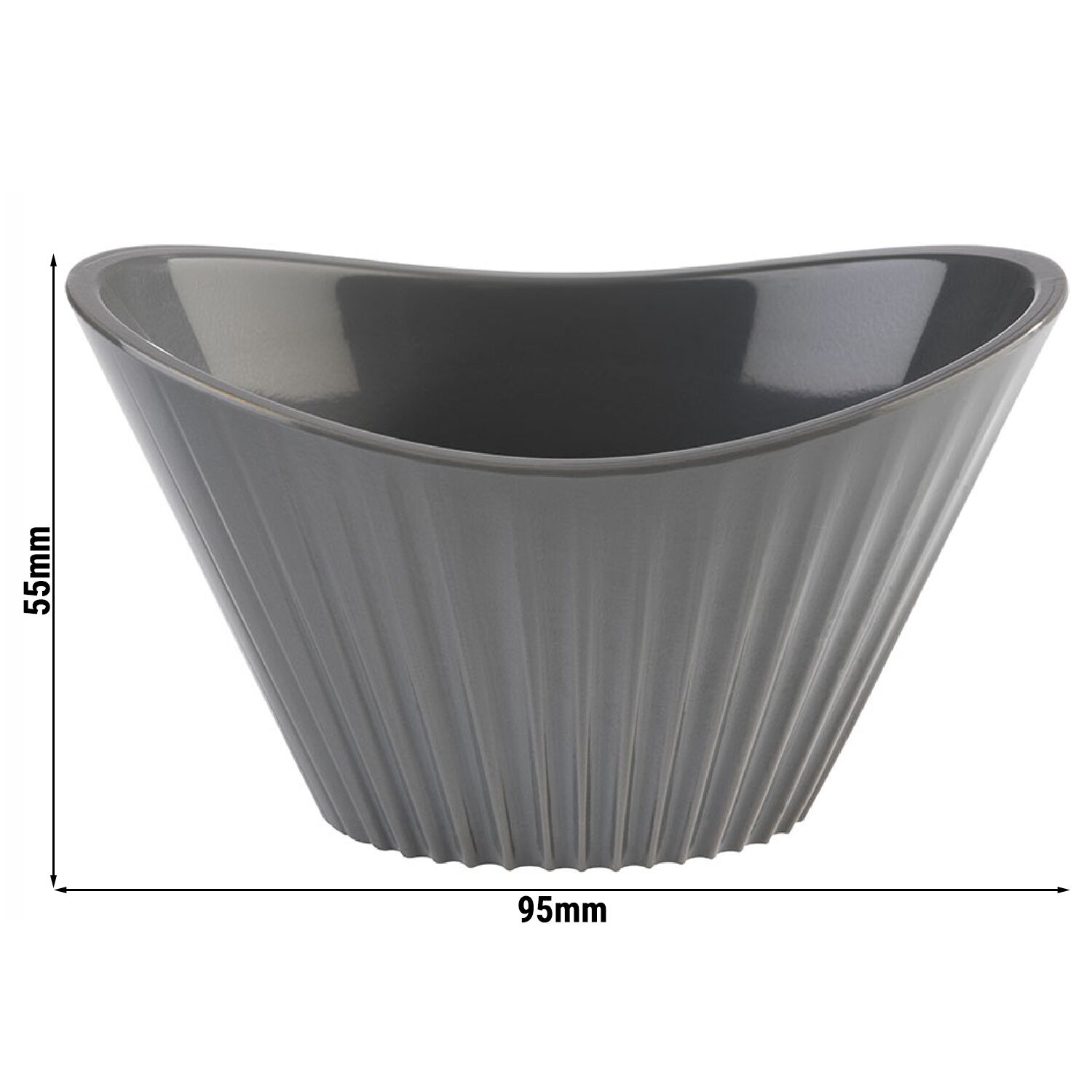 (48 pièces) Bol - MINI - Mélamine - 70 ml - 95 x 55 mm - Gris
