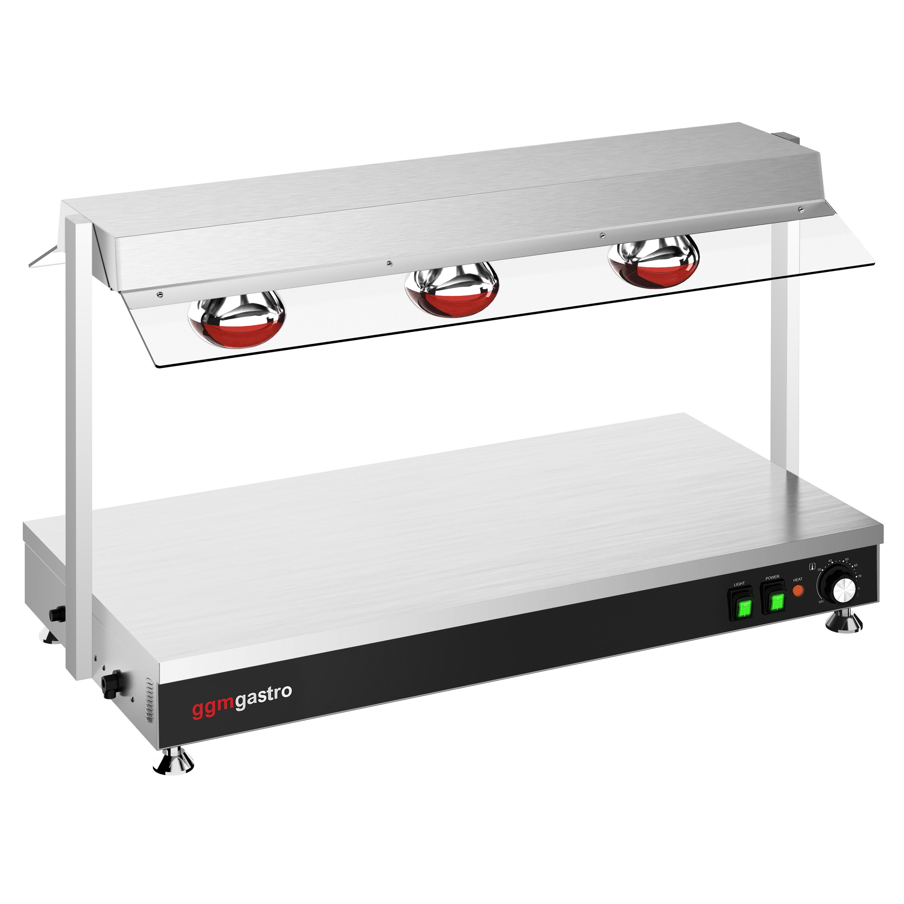 Plaque chauffante en inox - 1,5 kW - avec 3 lampes chauffantes infrarouges