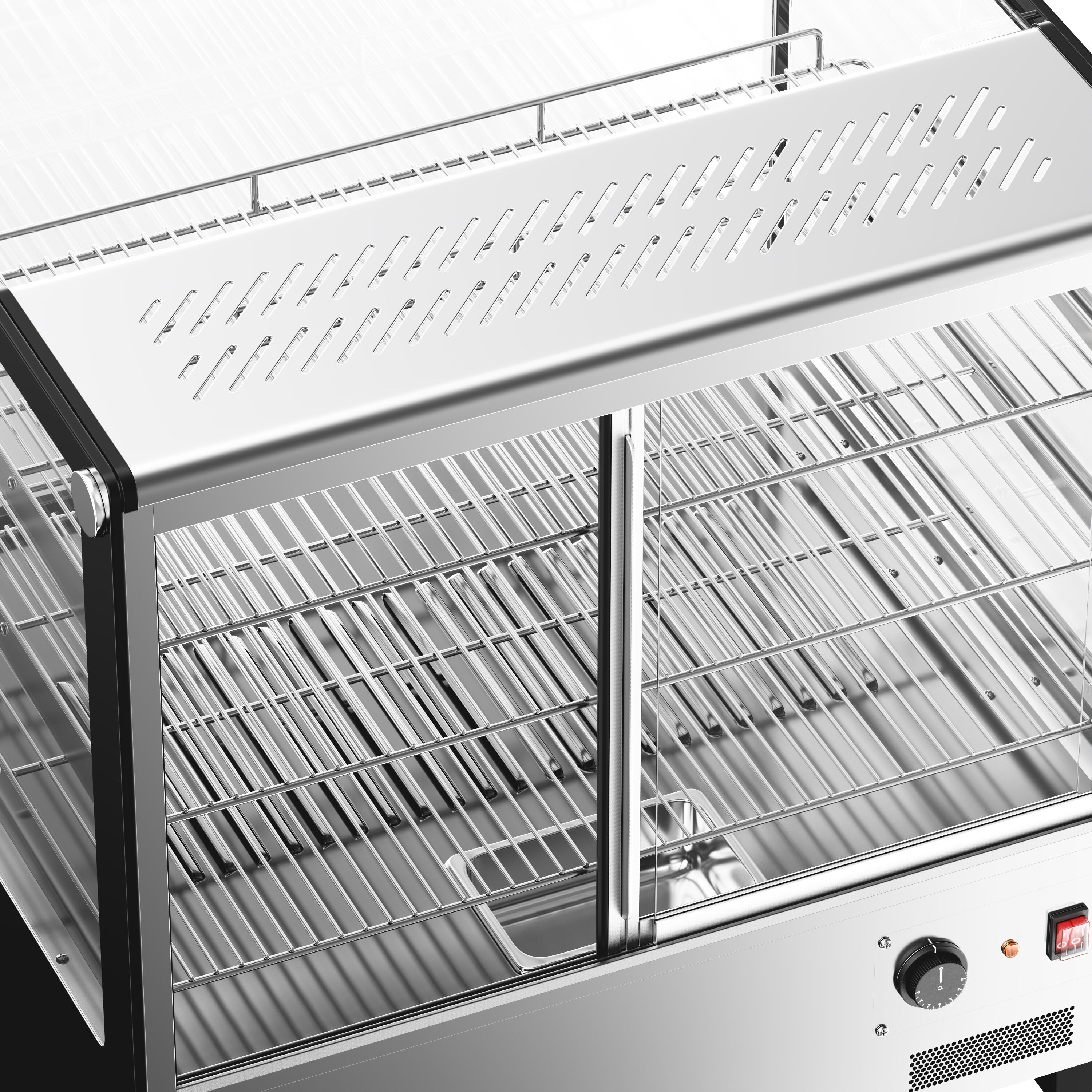 Vitrine chaude - 702mm - 1,10kW - avec 3 étagères - à poser