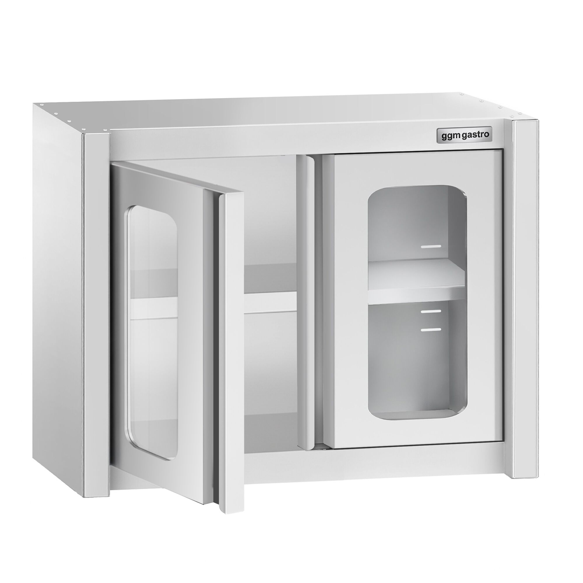 Armoire murale en acier inoxydable - 800x400mm - avec portes battantes vitrées - 650mm de haut