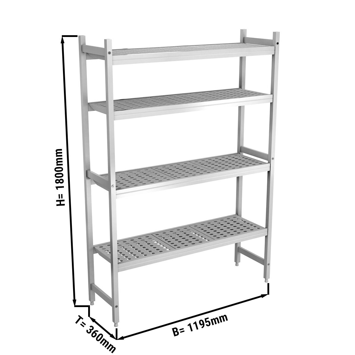 Étagère de base en aluminium - 1195 x 1800 mm - Capacité de charge : 600 kg