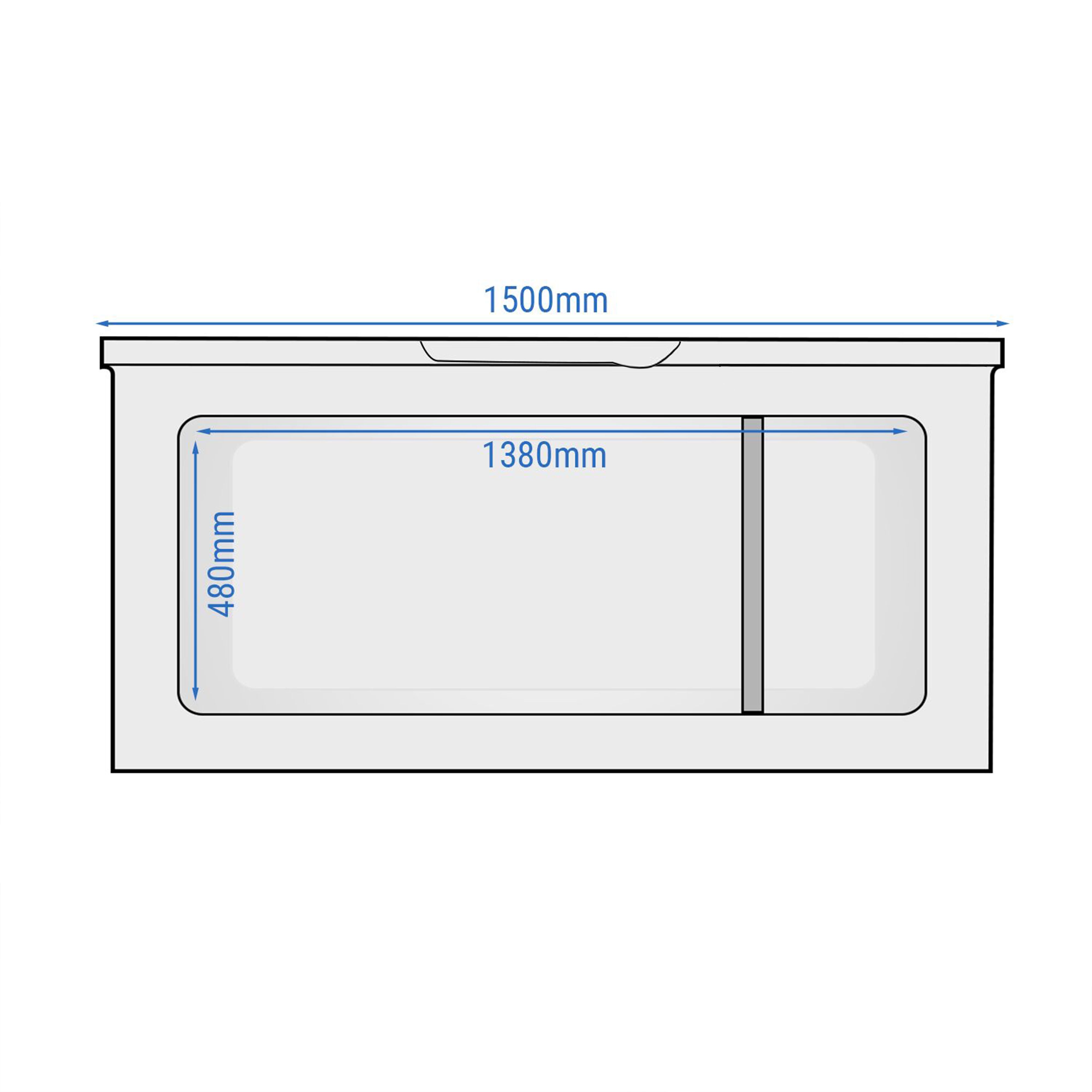 Congélateur coffre - 1500 mm - 466 litres - couvercle en inox - incl. cloison de séparation