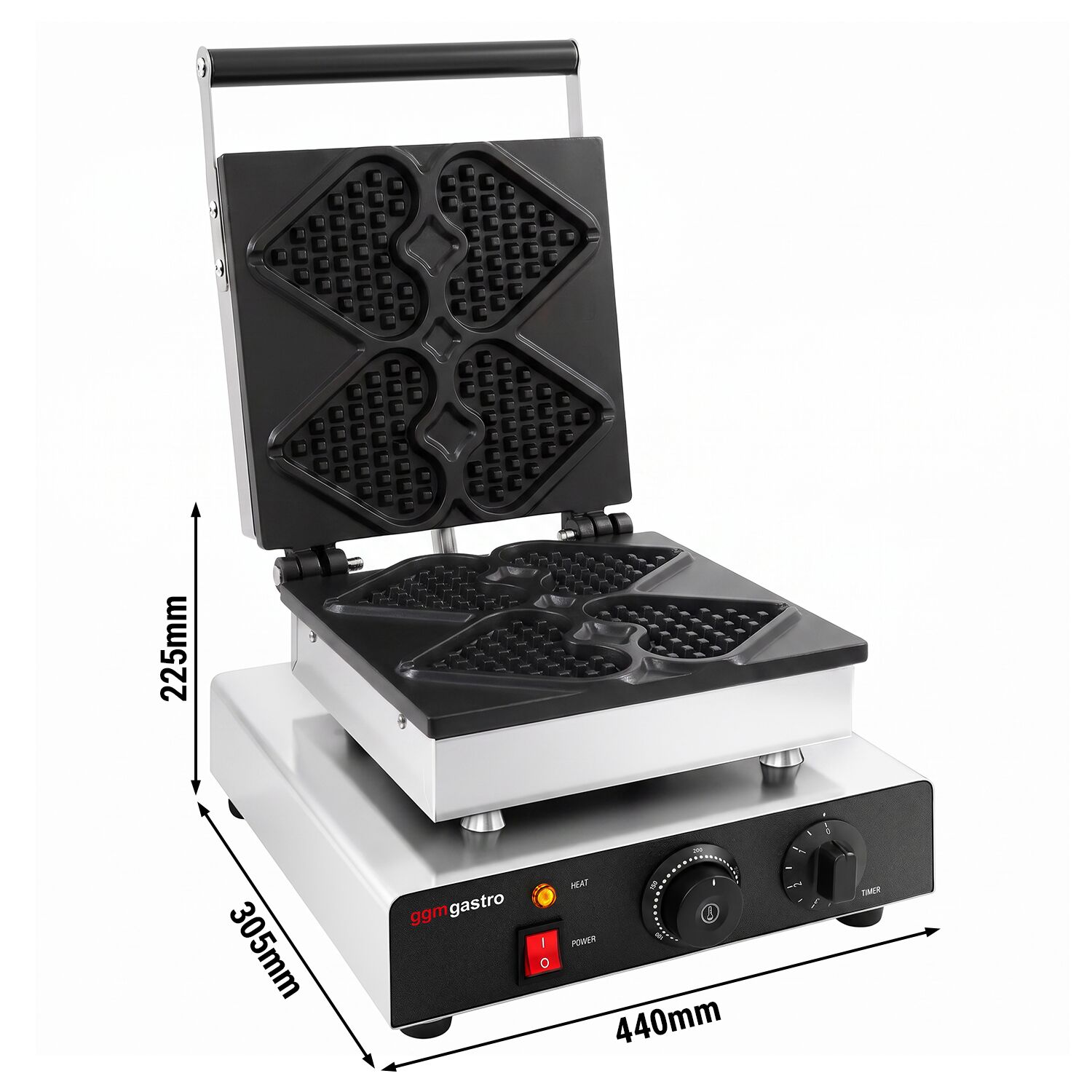 Waffle iron - Single - Manual - 1,75 kW - Shape: Mini heart - Teflon-coated baking plates