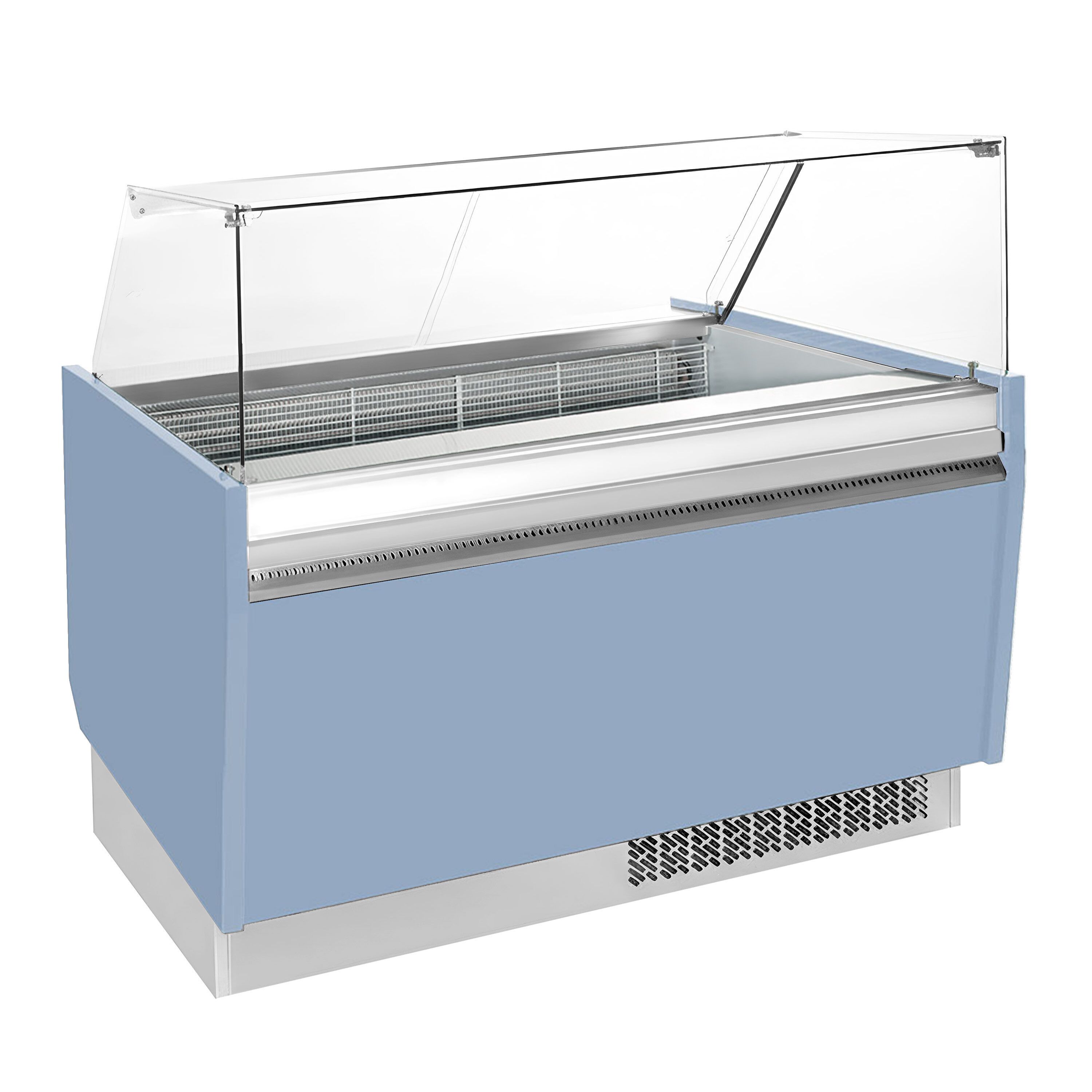 Vitrine à glace LIAM – 1560 mm – refroidissement statique – pour 13+13 bacs à glace de 5 litres – Bleu clair