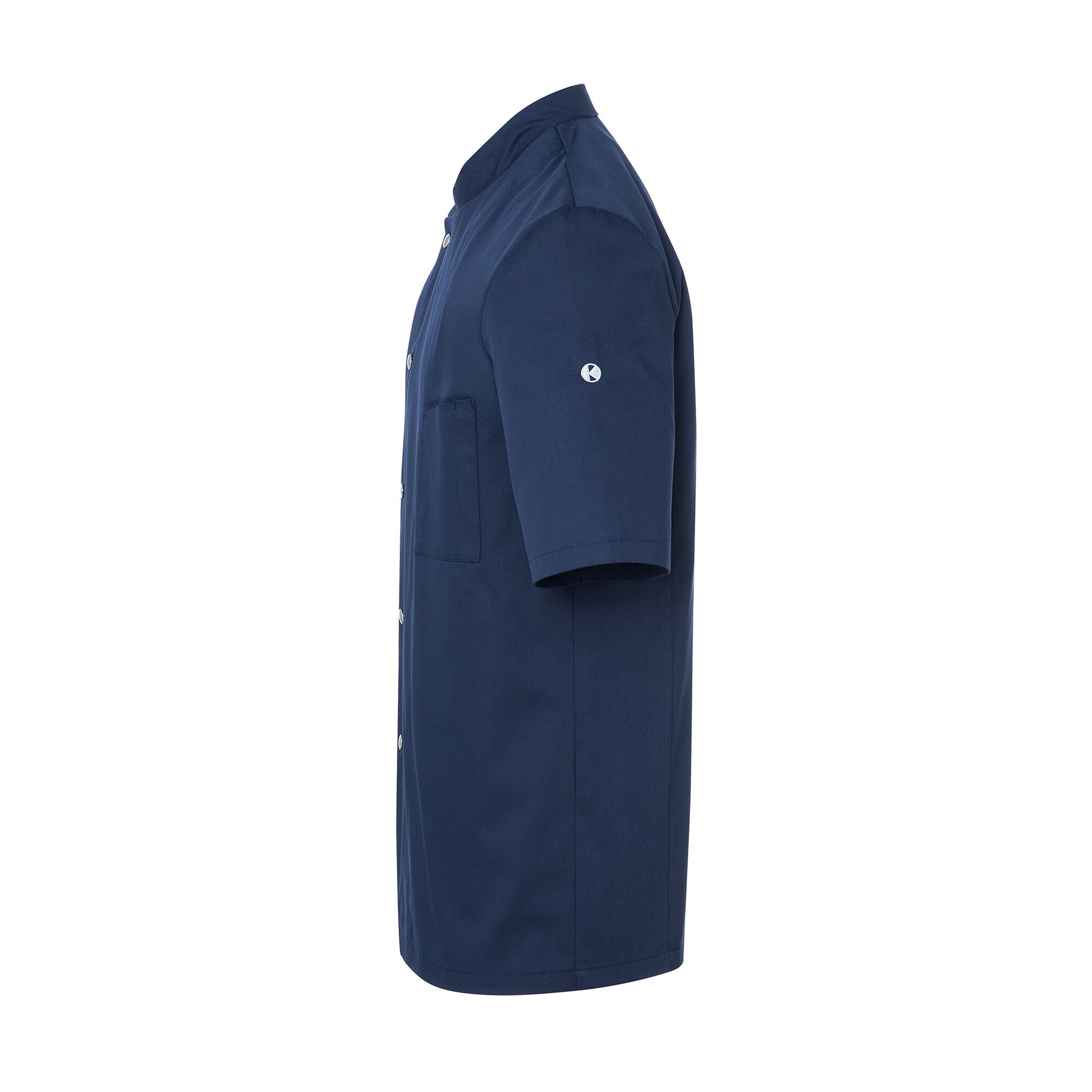 KARLOWSKY | Gustav Men's Chef Jacket – Short Sleeve - Marine Blue - Size 48 - Press-Stud Closure