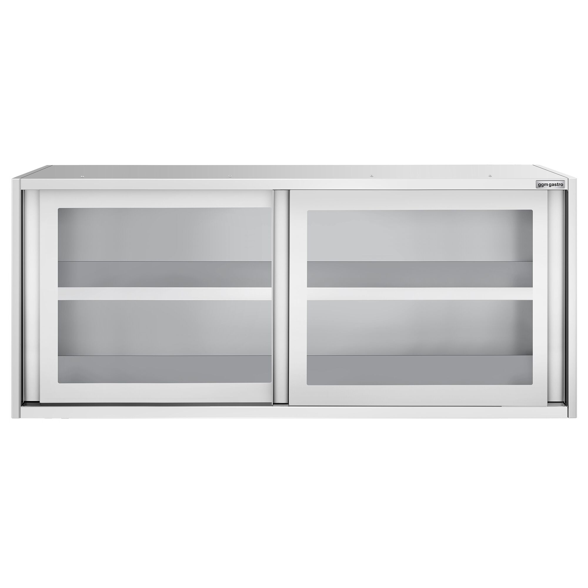 Edelstahl Wandhängeschrank - 2000x400mm - mit Glasschiebetür - 800mm hoch