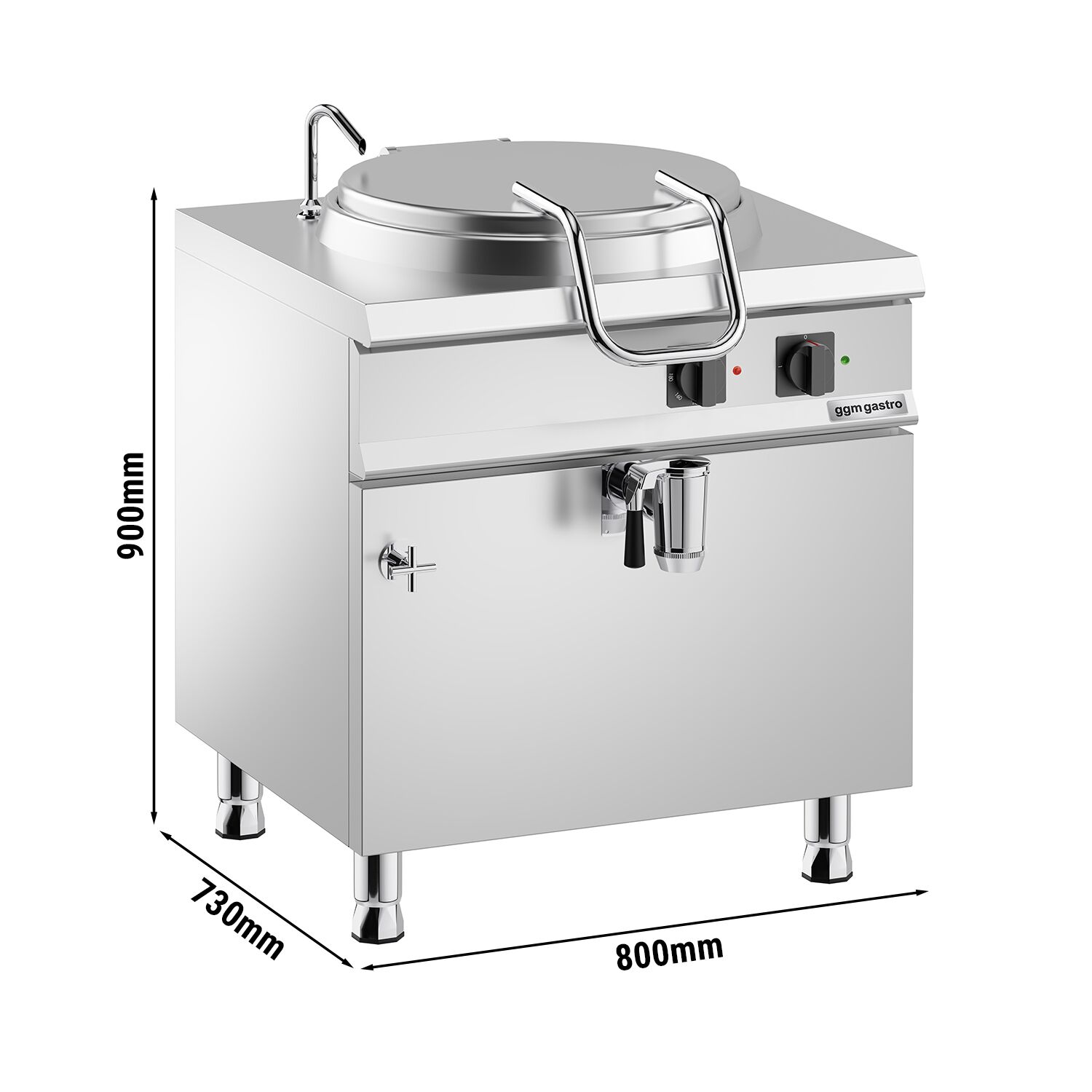 Marmite électrique de cuisson - 60 litres - 6 kW - chauffage indirect - avec arrivée d’eau et robinet de vidange