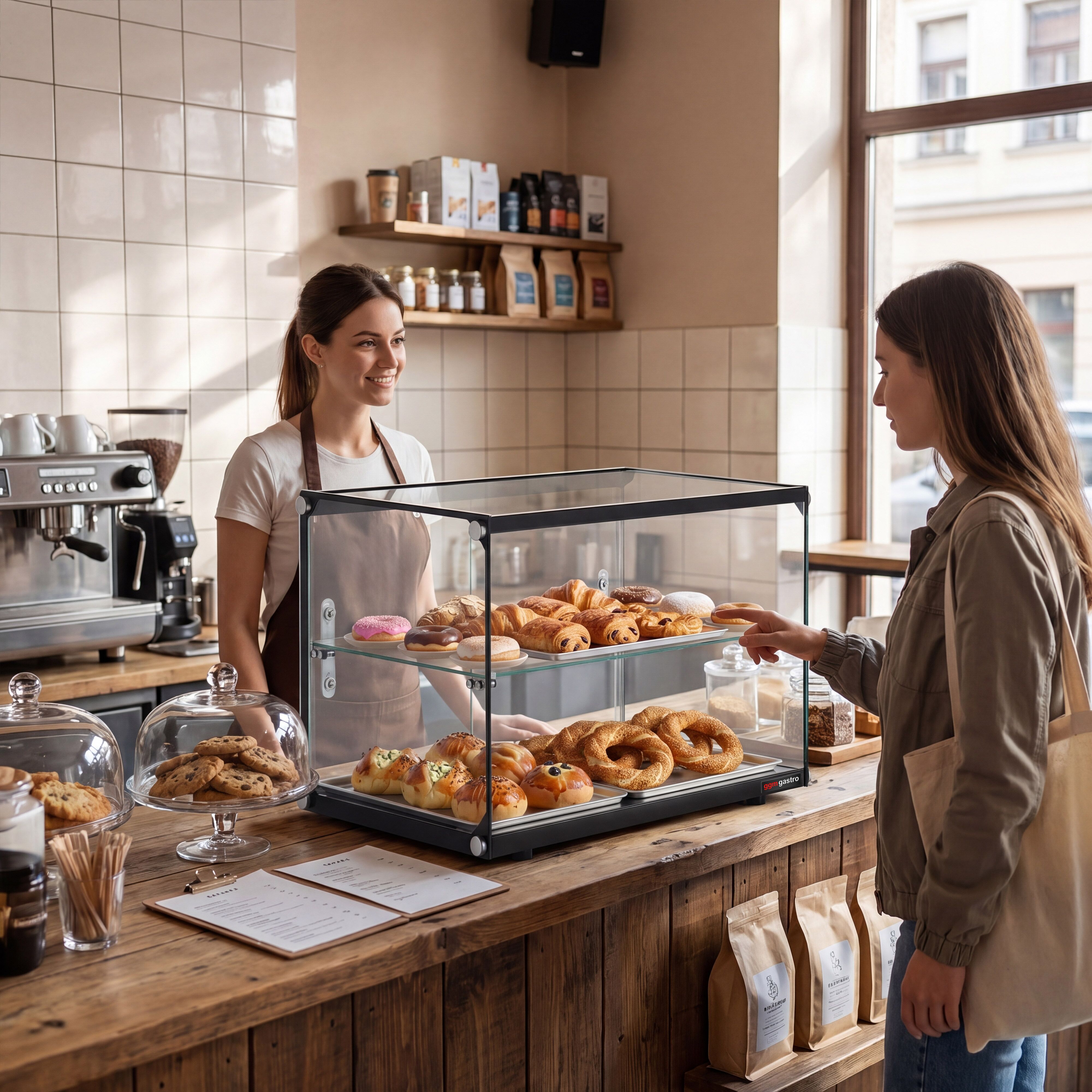 (Le gabarit fourni concerne uniquement des vitrines réfrigérées et ne s’applique pas à ce produit qui est une vitrine neutre non réfrigérée.)