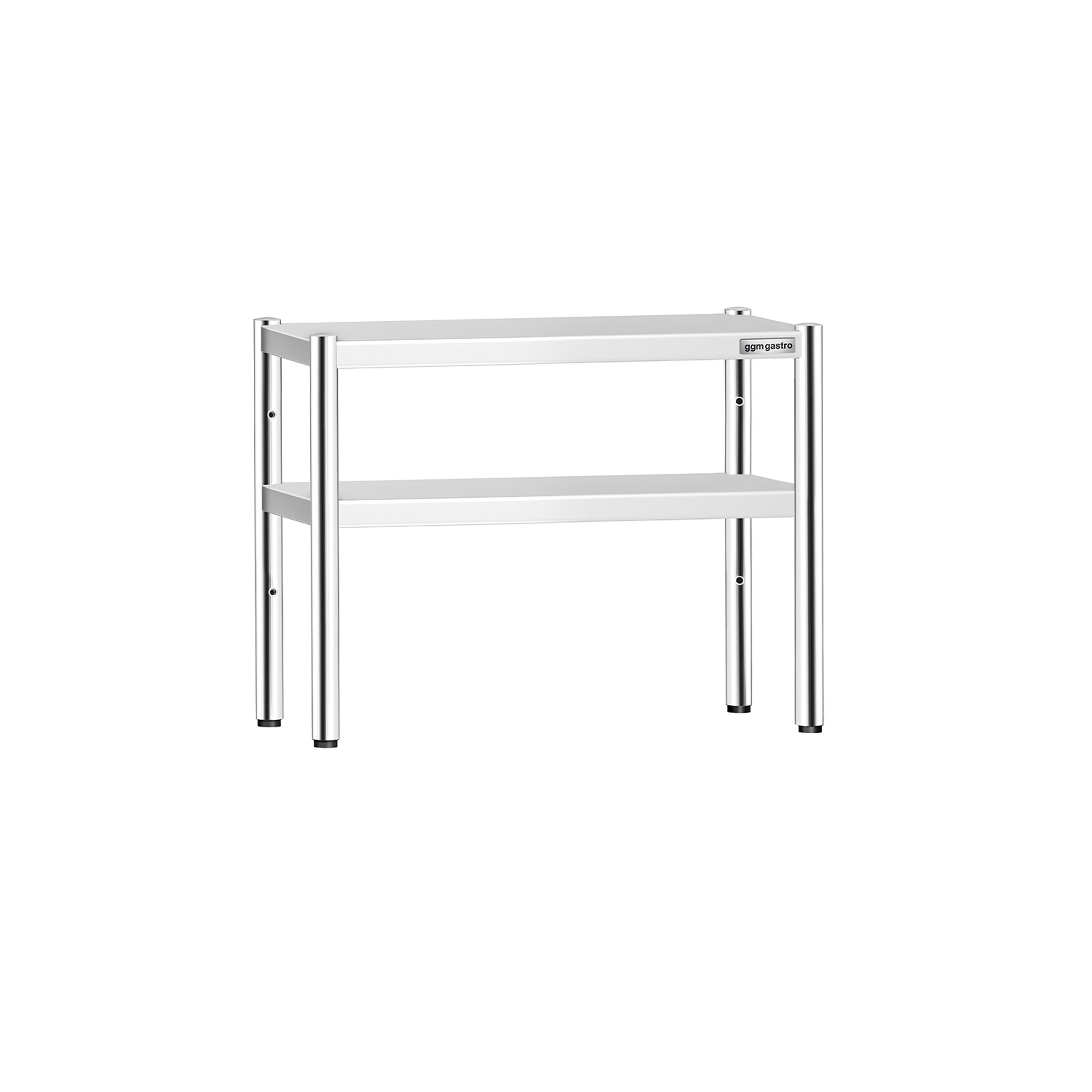 Étagère supérieure en inox – 2 niveaux – 800 × 370 mm – hauteur réglable