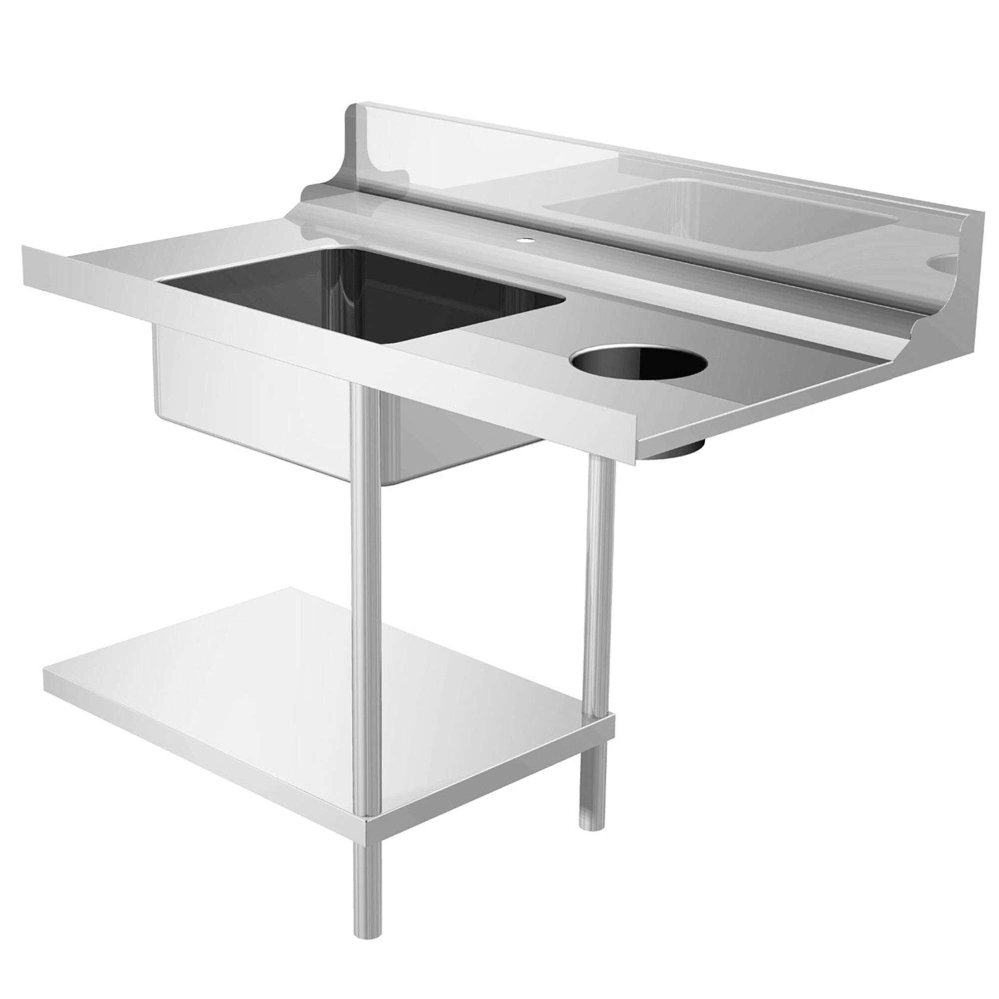 Table d’entrée pour lave-vaisselle - 1200mm - Montage à droite - avec 1 bac & goulotte à déchets - pour DS430 Série