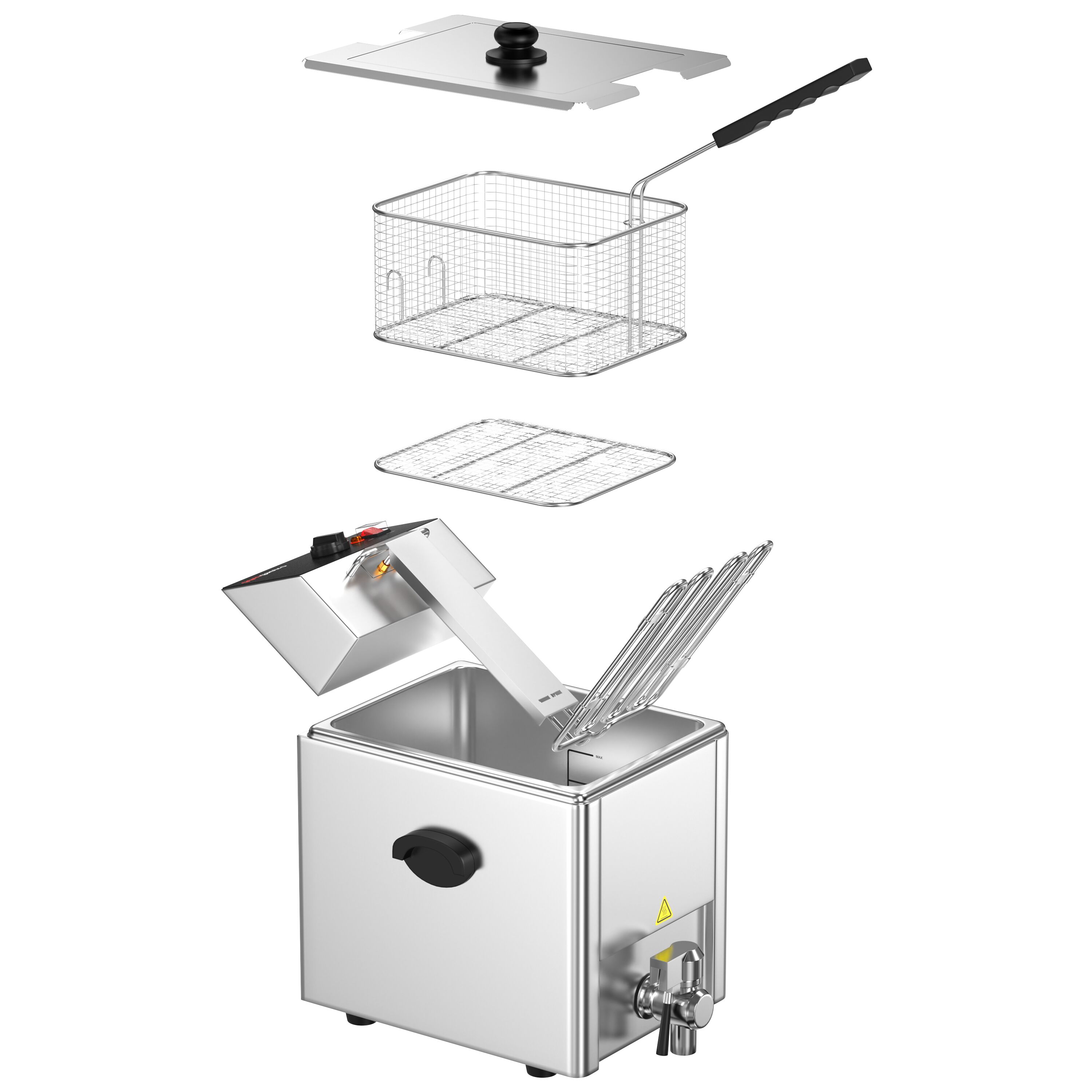 Friteuse électrique – 8 litres – 3,25 kW – avec robinet de vidange