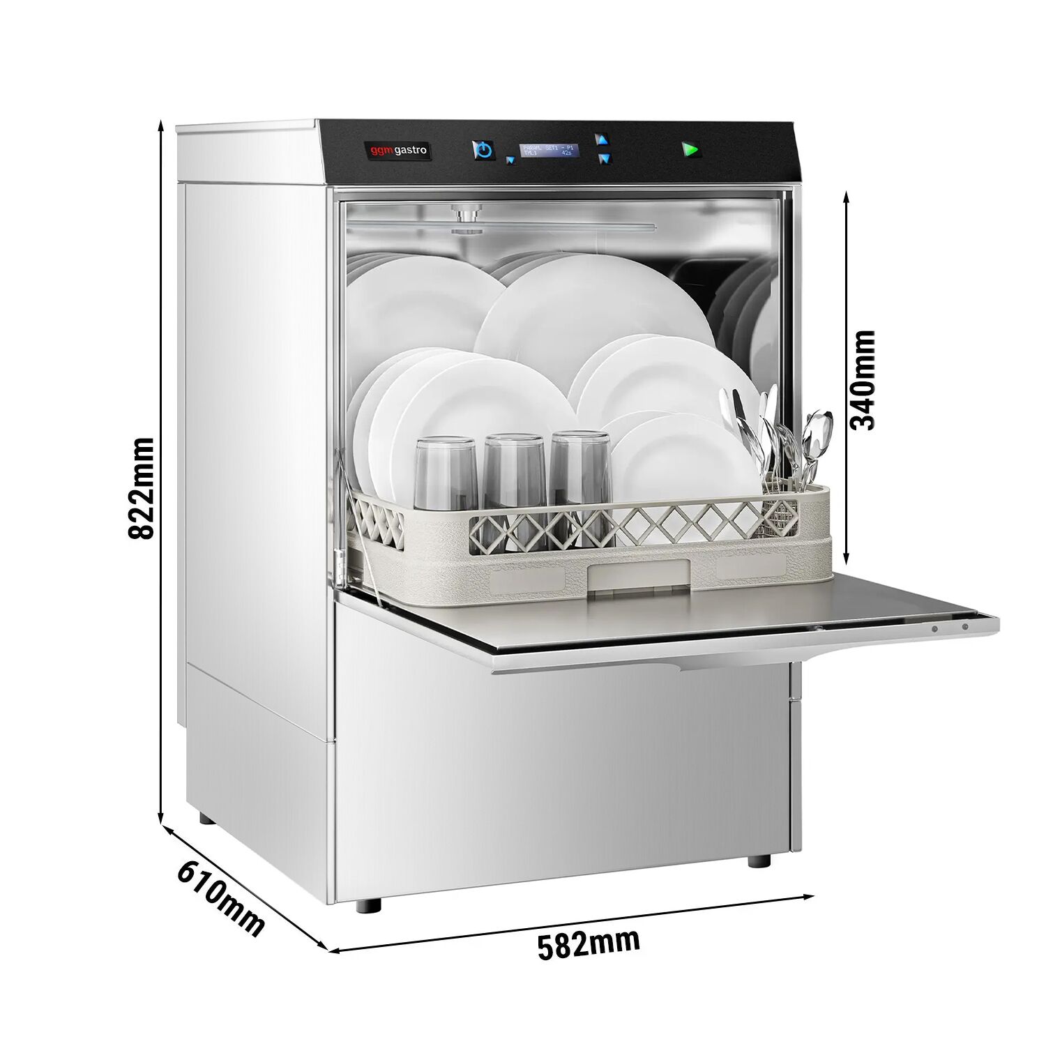 Lave-Vaisselle à Double Paroi - Numérique - 3,9 kW - avec Pompe de Détergent, de Rinçage & de Vidange