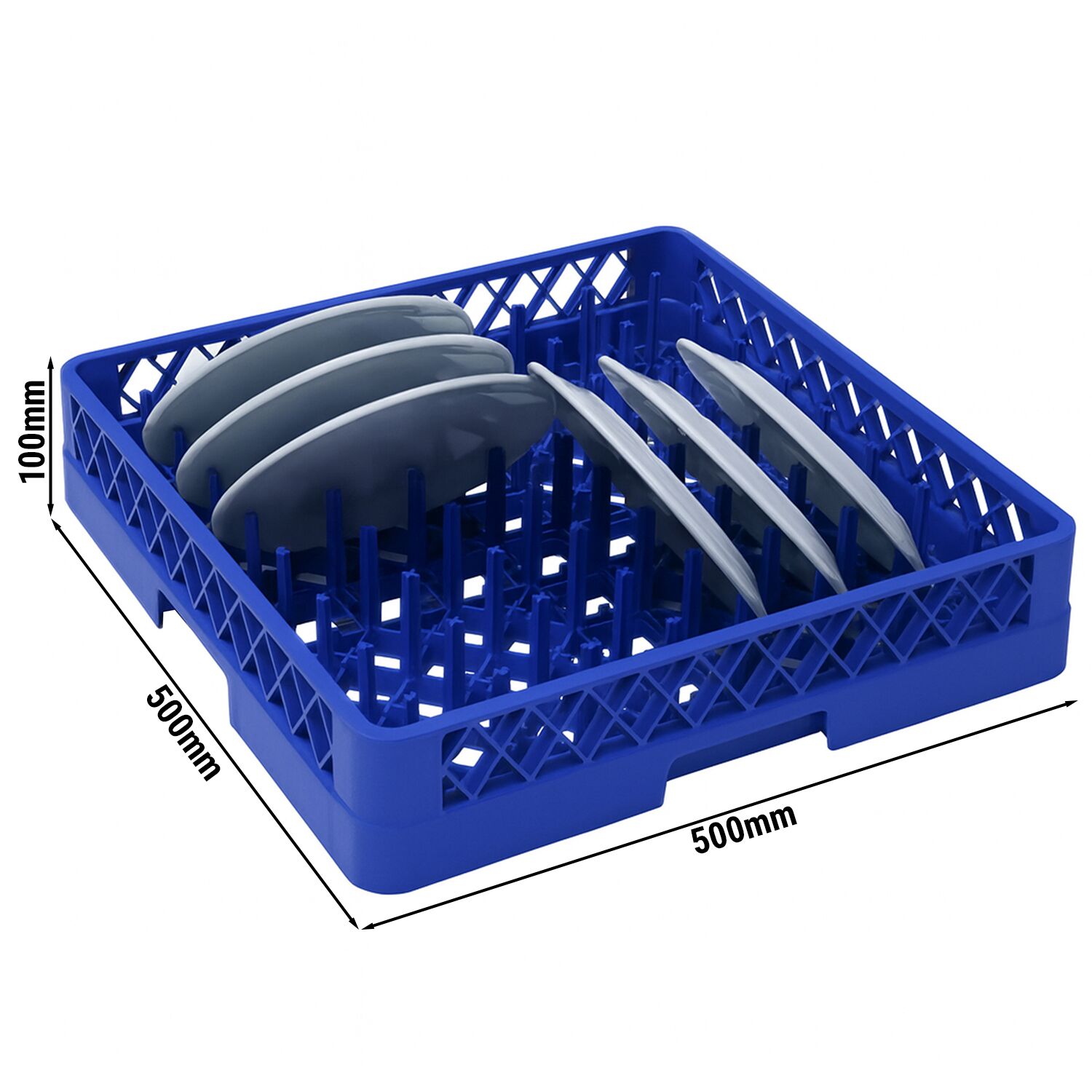 Panier de Lavage à Picots / pour Assiettes 1/1 - 500x500 mm - Bleu