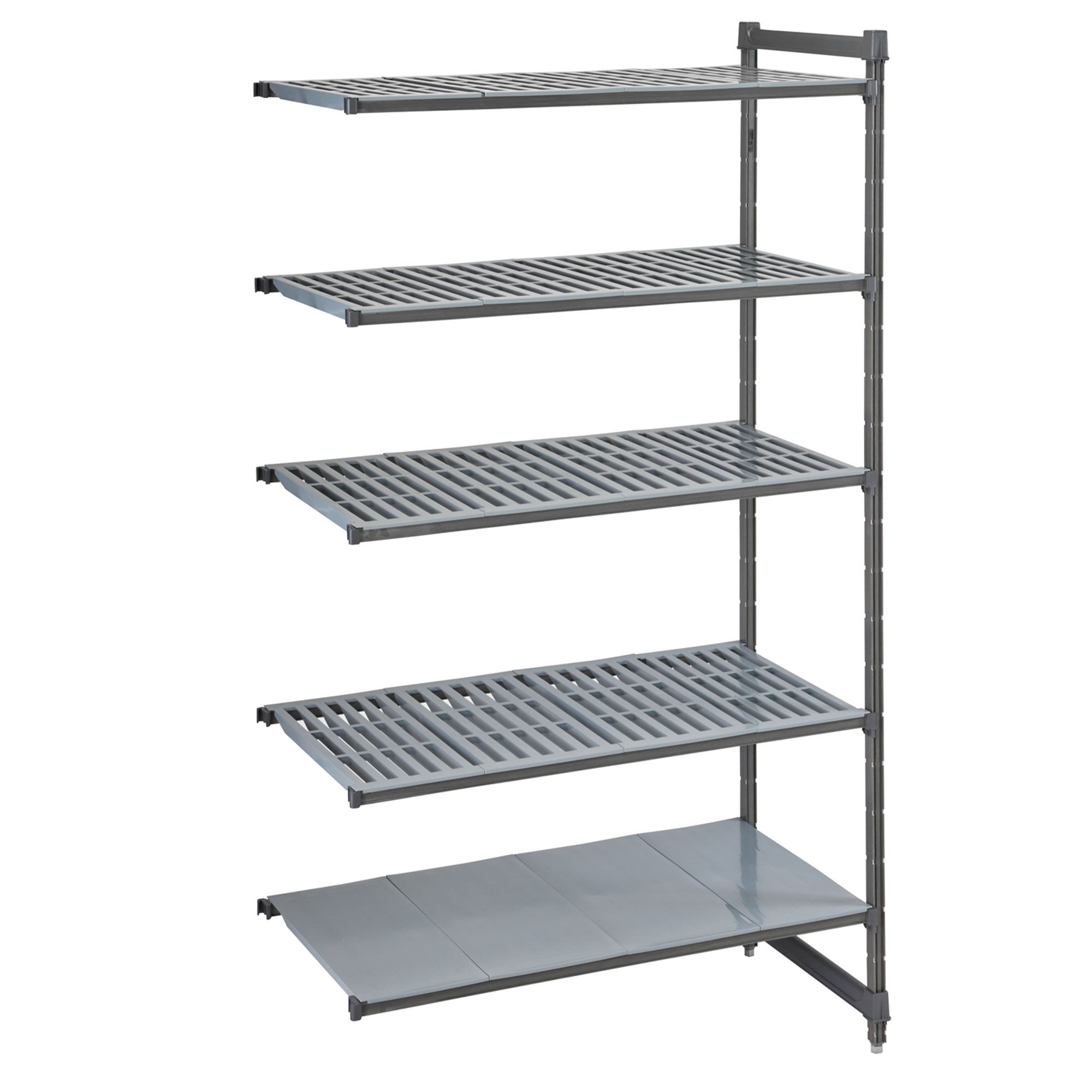 CAMBRO | Camshelving® - Basics Plus - Étagère Supplémentaire – 870 mm – avec 4 tablettes rainurées & 1 tablette pleine
