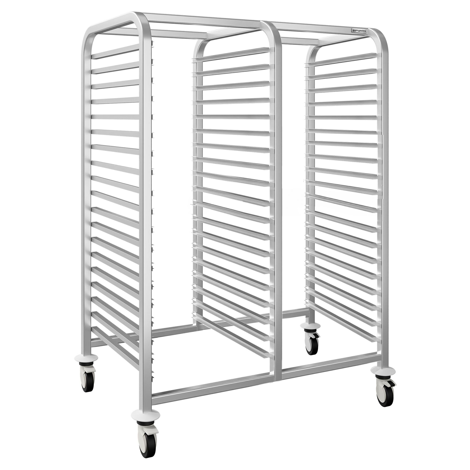 Chariot à plateaux – double – pour 30 plateaux EN 600 × 400 – avec roulettes silencieuses