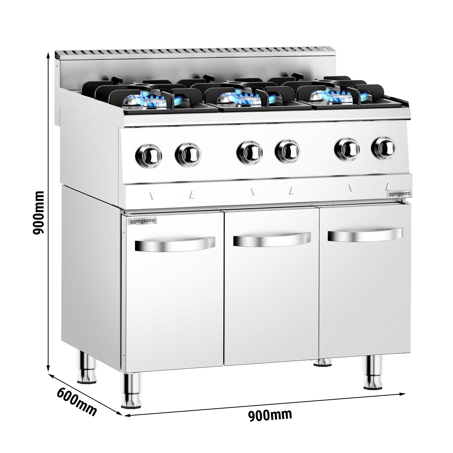 Fourneau à gaz – 36 kW – 6 brûleurs haute performance – avec soubassement