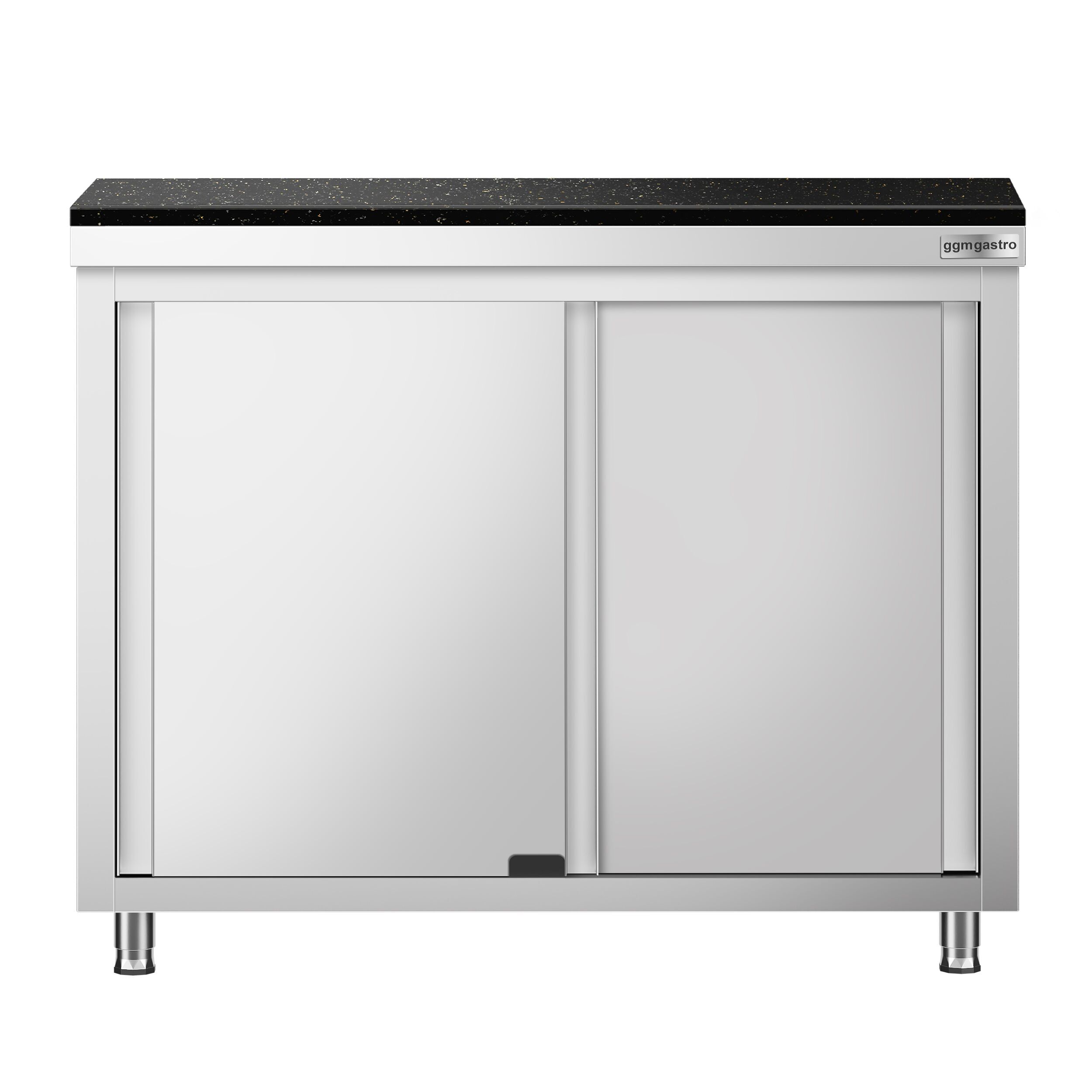 Roestvrijstalen werkkast PREMIUM - 1000 x 600 mm - met doorgeefluik - incl. granieten werkblad