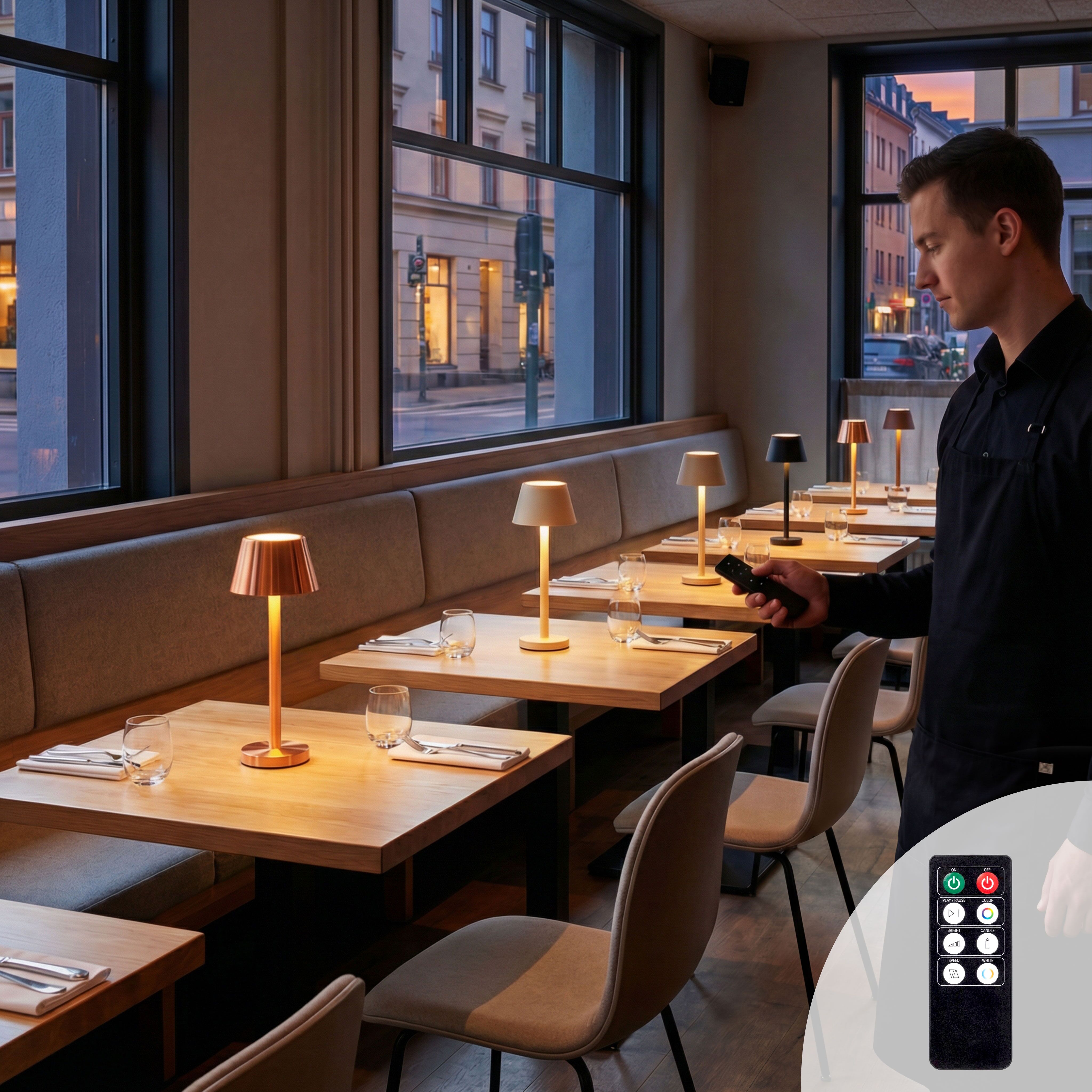 Lampe de table – MERLE MICRO – dimmable en 3 niveaux – Ø 80 mm – Noir