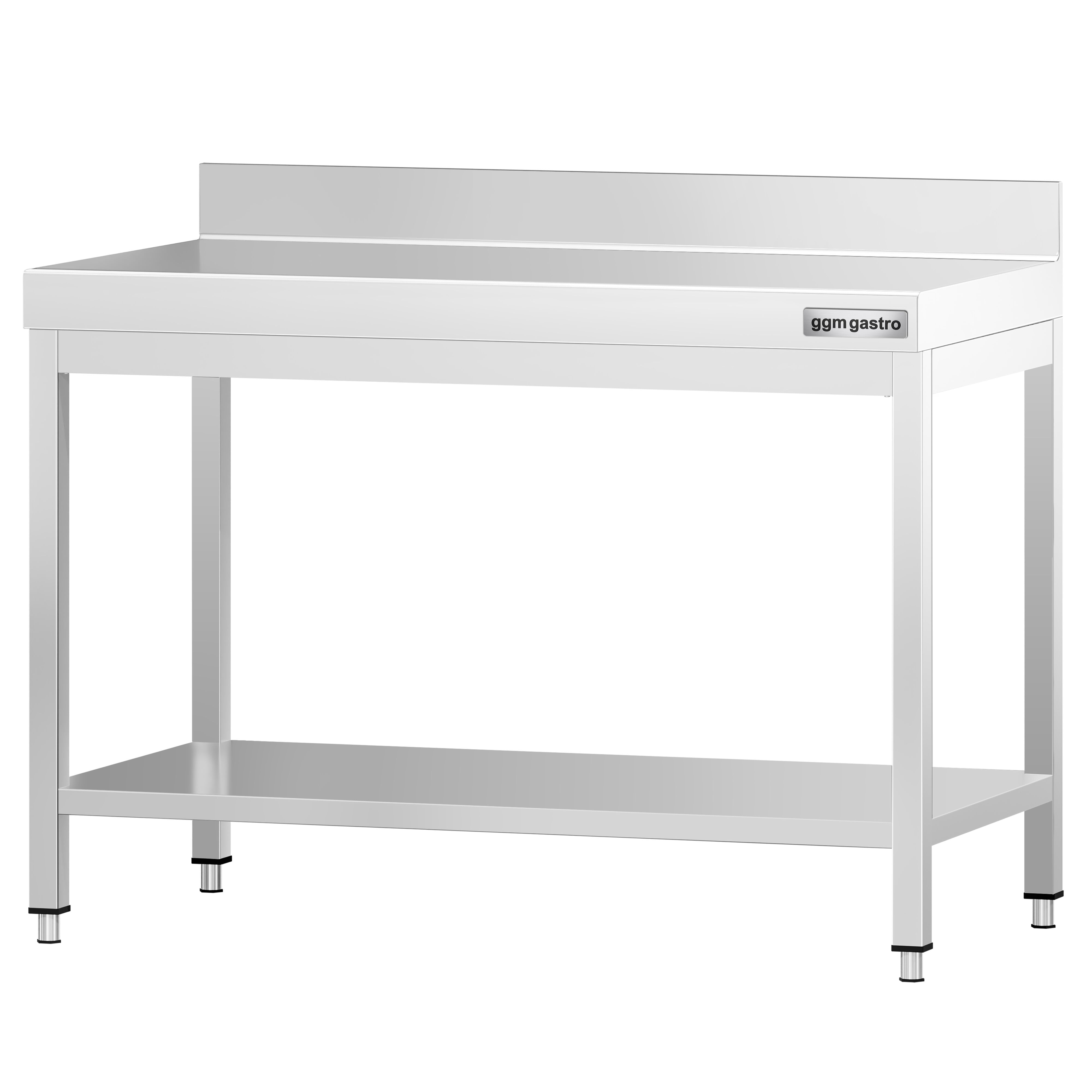 Table de travail inox PREMIUM - 1000 x 600 mm - avec tablette inférieure & Dosseret