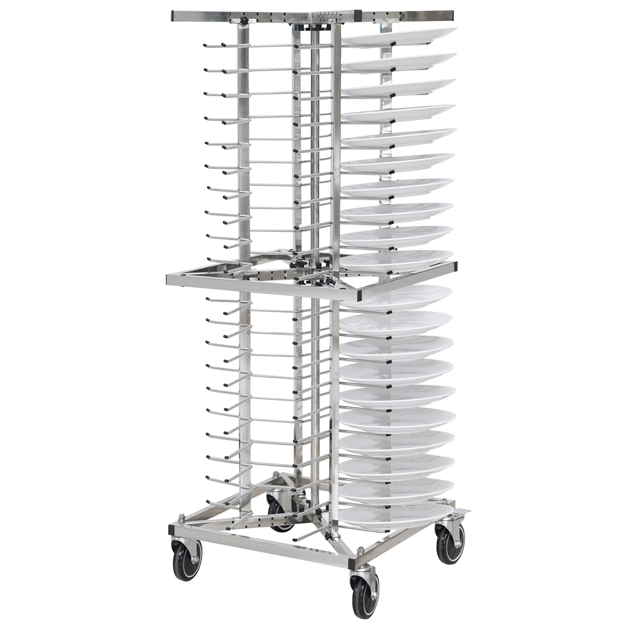 Chariot Double pour Assiettes - jusqu'à 80 Assiettes - Ø 23 - 30 cm - Mobile