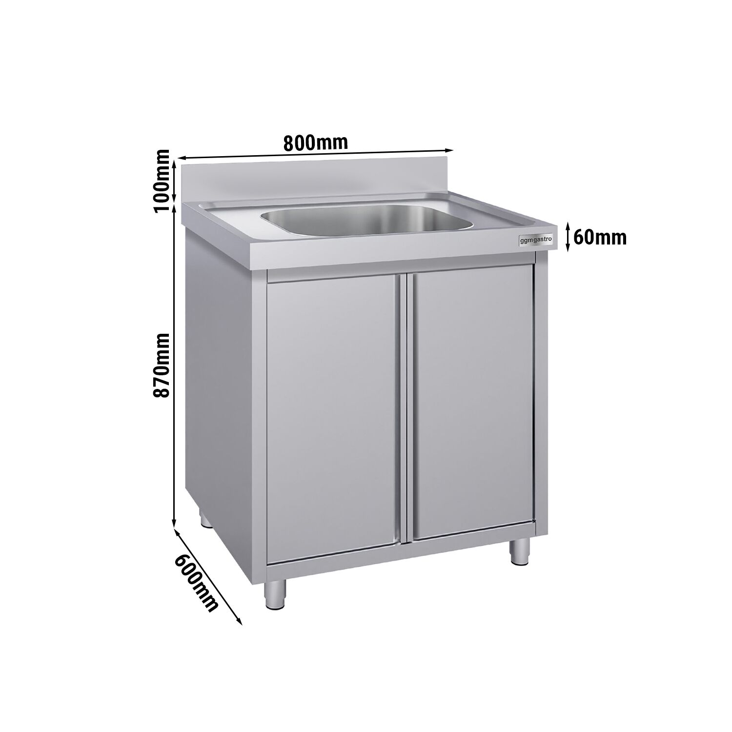 Meuble évier ECO - 800 x 600 mm - avec 1 bac