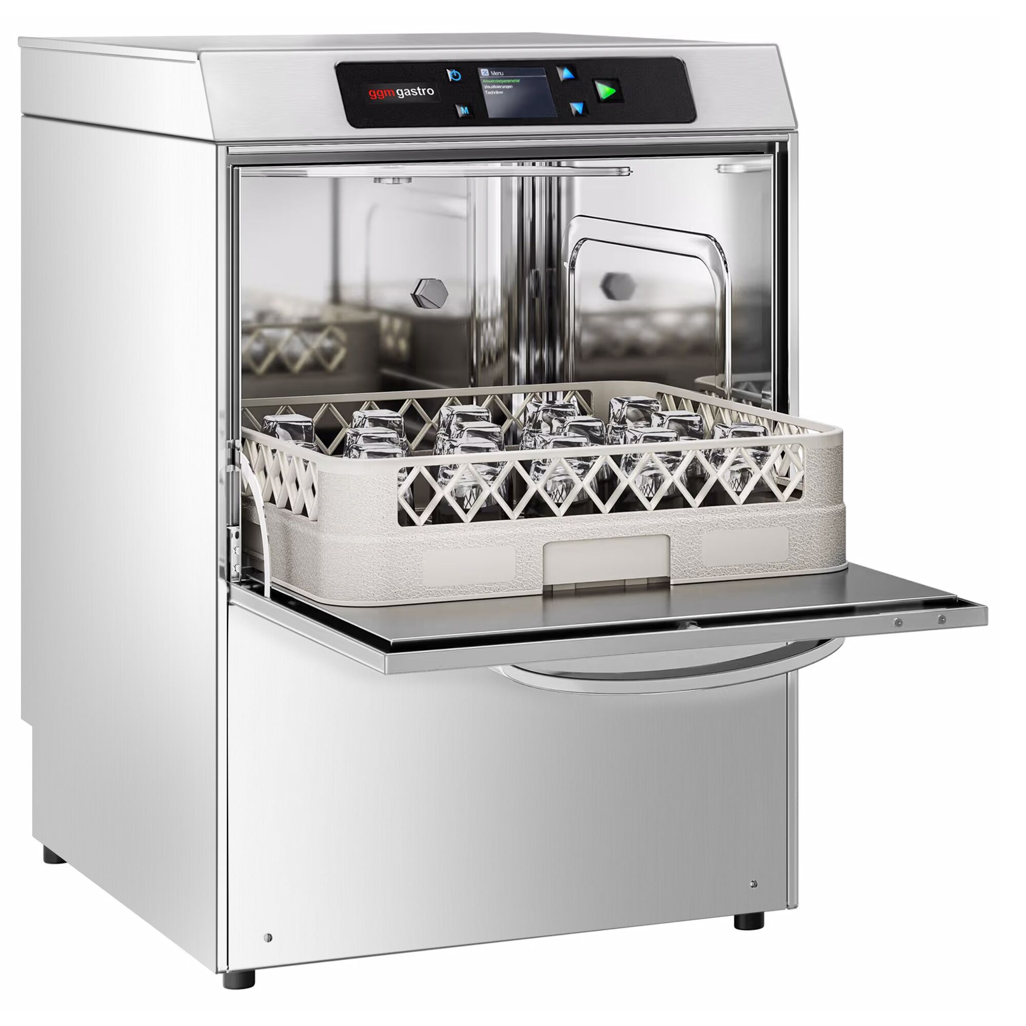 Lave-verres professionnel à double paroi - Numérique - 3,40kW - avec pompes à détergent, de liquide de rinçage et de vidange & option Wi‑Fi