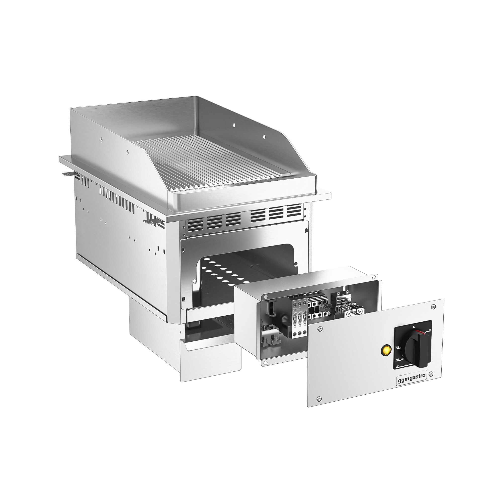 Plancha électrique - plaque acier - 4,5 kW - Rainurée - Surface de cuisson : 297x484mm